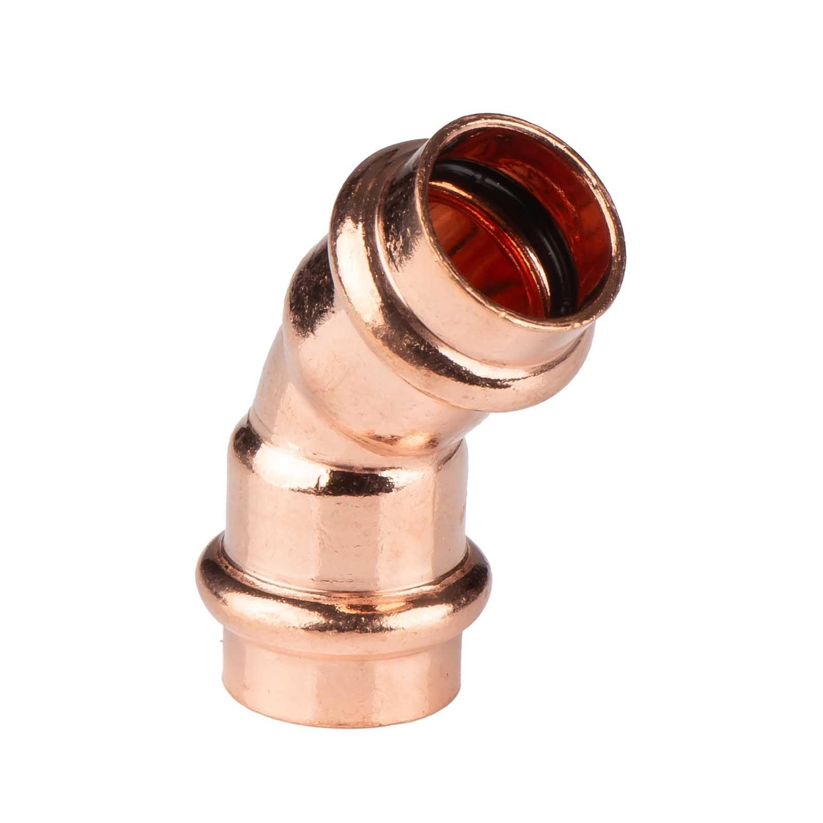 Kupfer Pressfitting Bogen 45° 18 mm V+M-Kontur DVGW – Bild 2 von 2