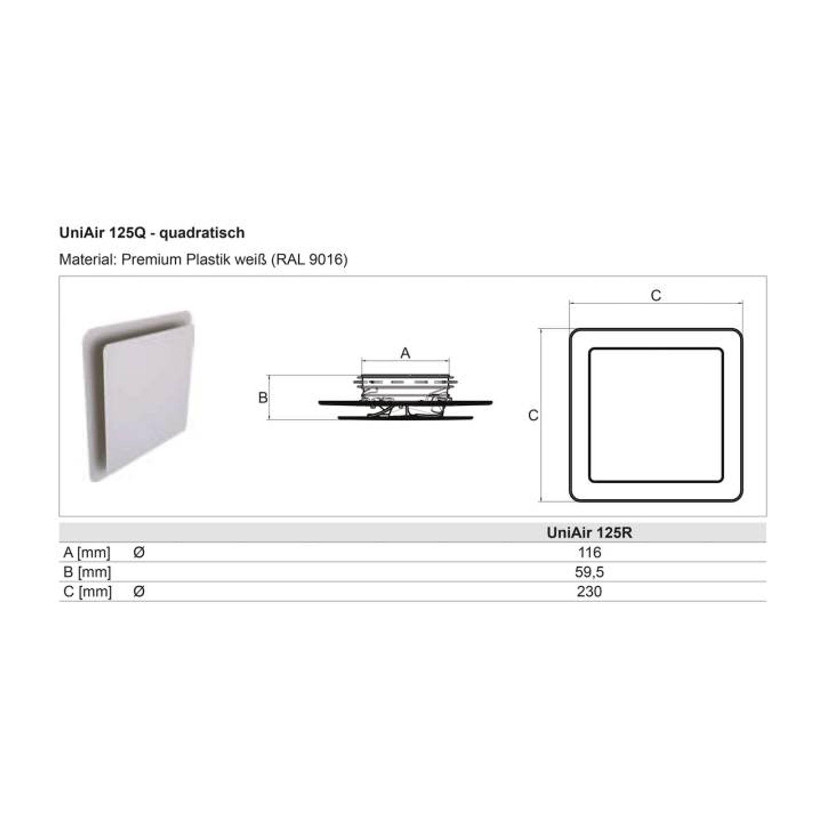 Wolf Designventil Uniair 125Q, quadratisch