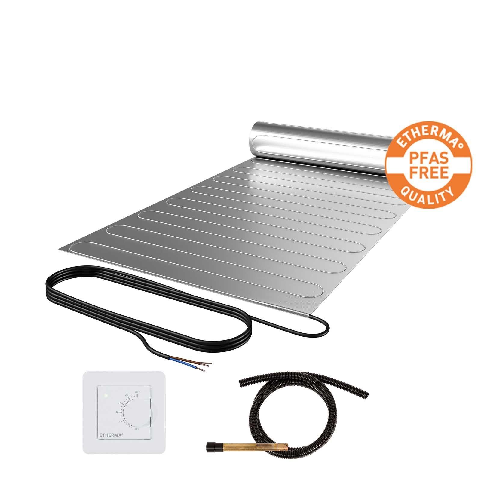 ETHERMA elektrische Fußbodenheizung 2 m² (0,5 x 4 m) Laminotherm-Set inkl. Schaltereinbauthermostat eBASIC, 240W