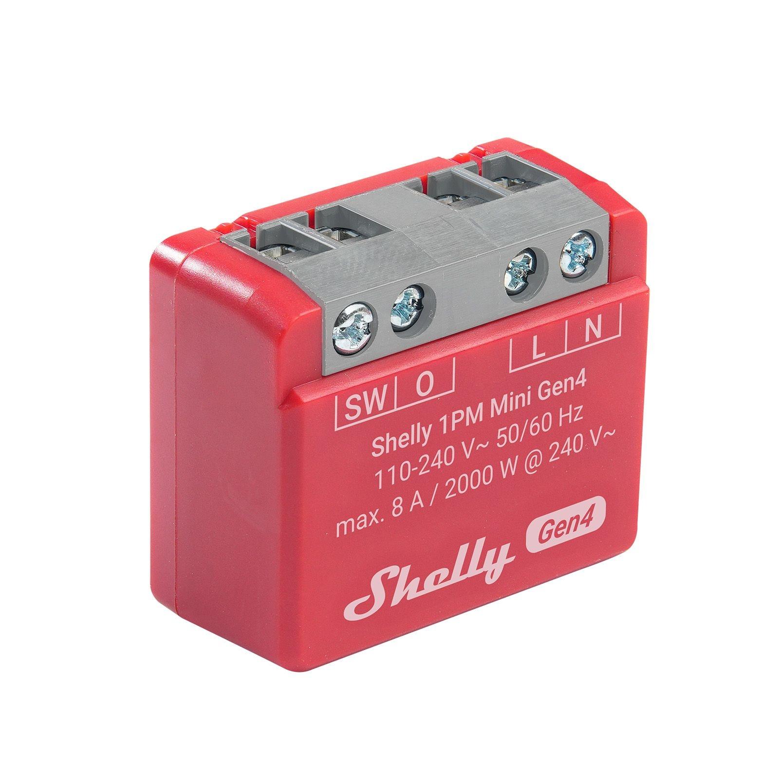 Shelly 1PM Mini Gen4 1-Kanal-Relais WLAN-gesteuerter Smart-Schalter mit potentialfreien Kontakten max. 16A, WLAN, Matter, Zigbee, BT, unterputz