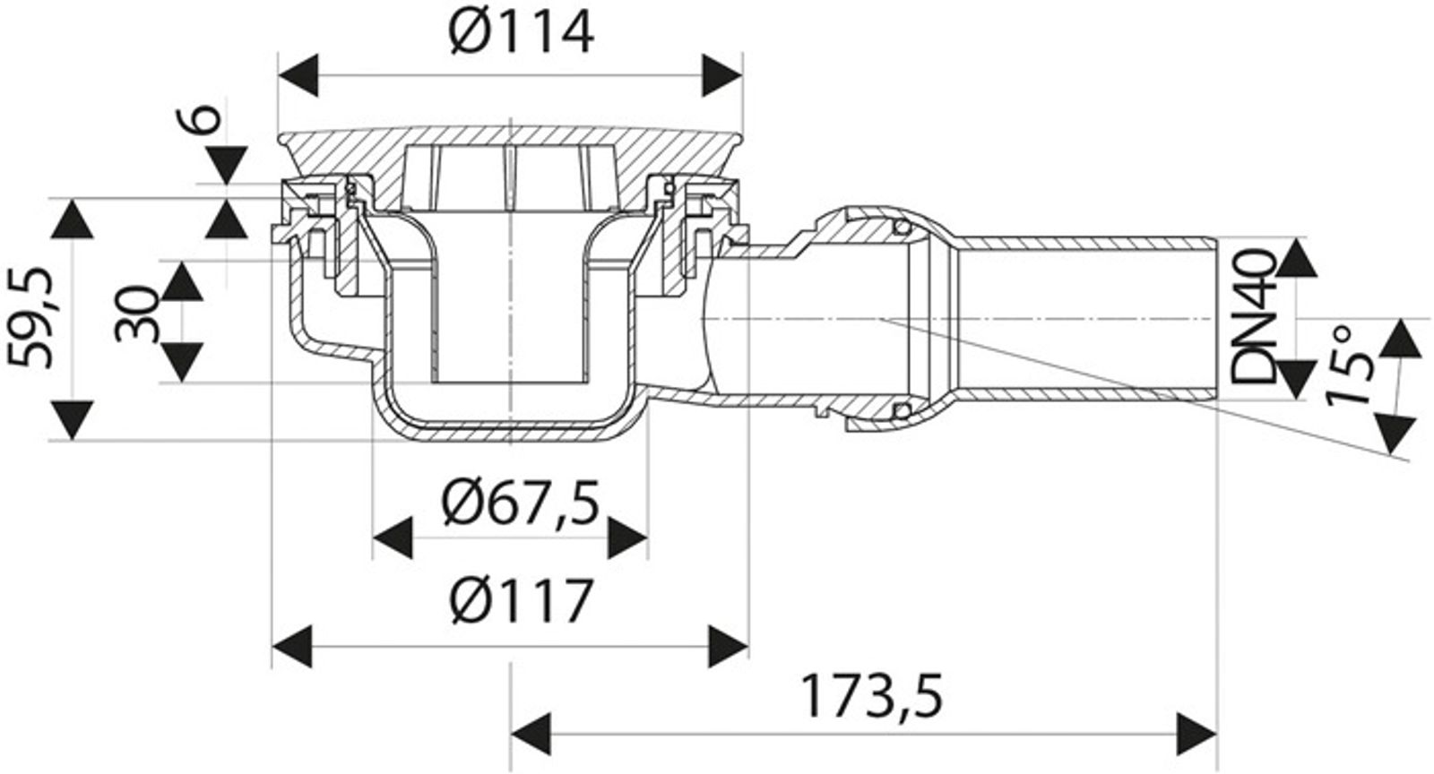 Anschluss für Brausewannen, flach, DN40 – Bild 3 von 4