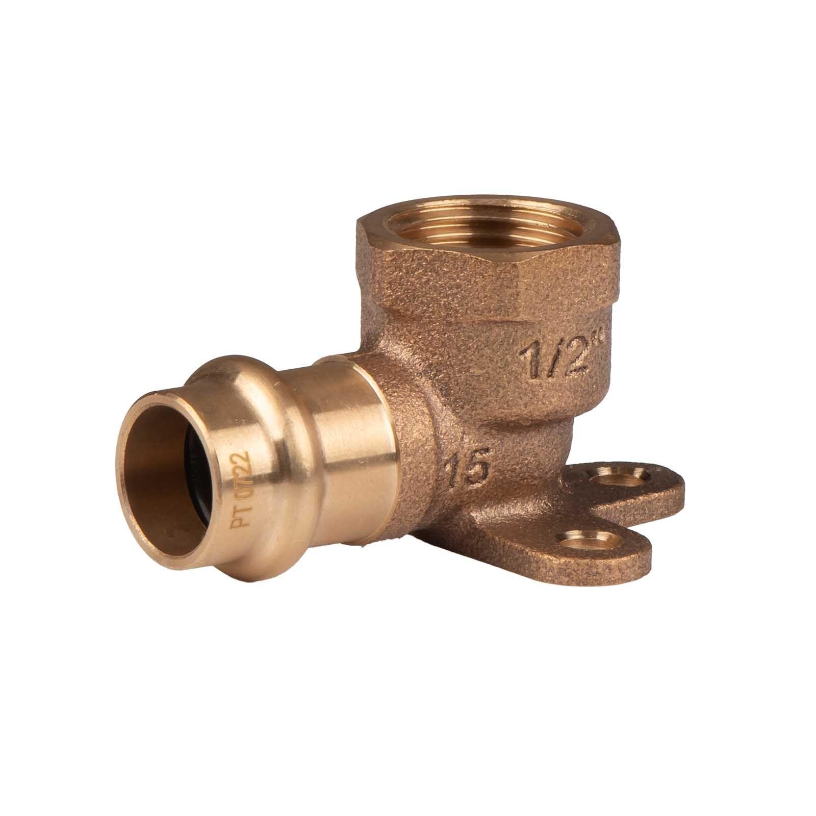 Kupfer Pressfitting Wandwinkel 90° aus Rotguss 15 mm - 1/2" IG V+M-Kontur DVGW – Bild 2 von 2