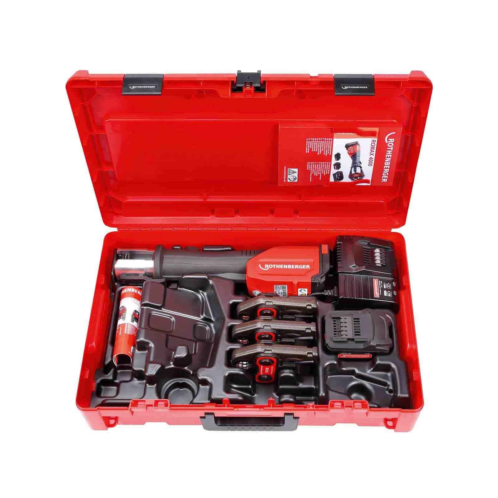 Rothenberger ROMAX 4000 elektrohydraulische Fitting - Pressmaschine Set Basic mit Pressbacken SV 15-22-28 mm – Bild 2 von 6