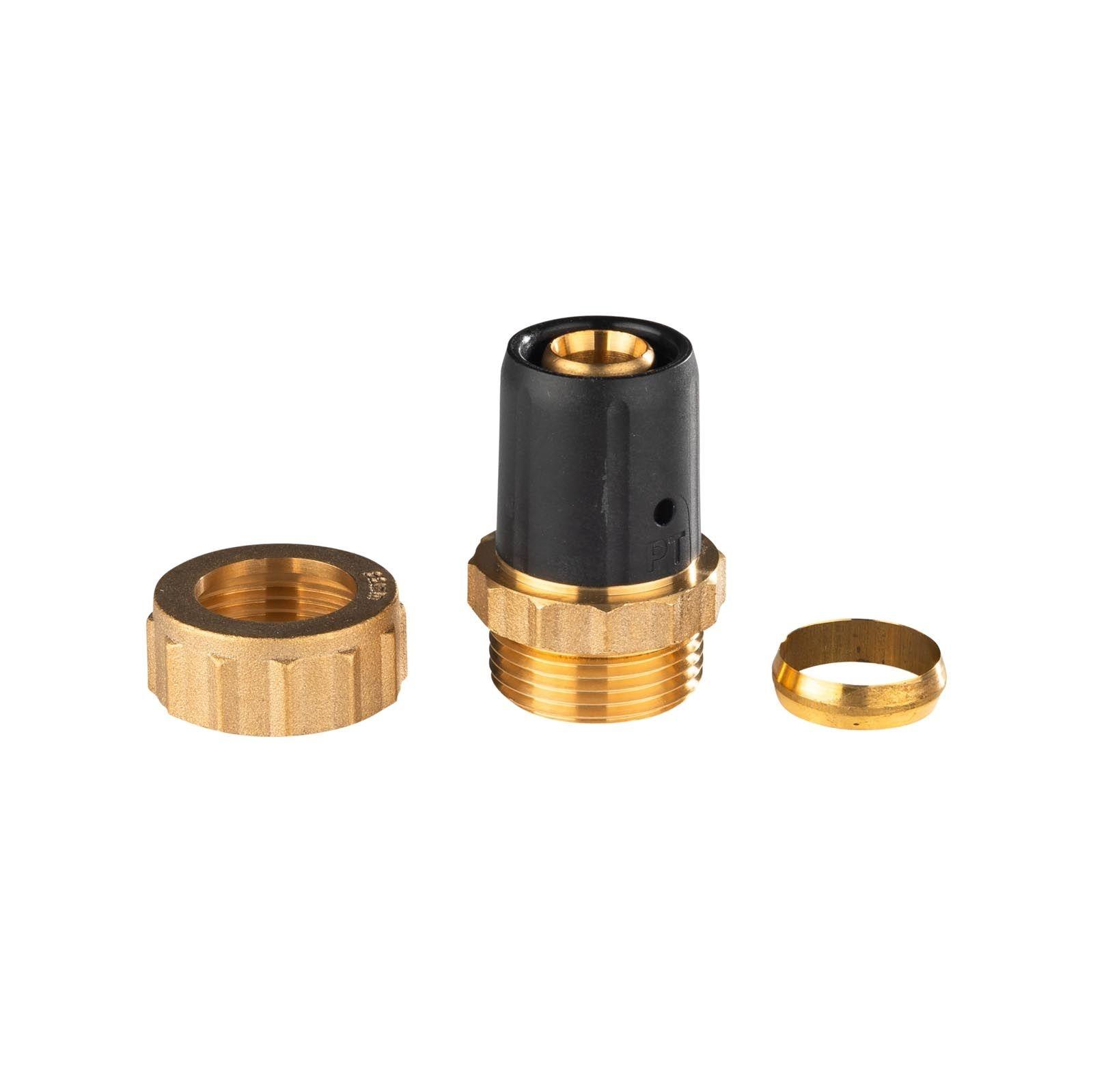 Selfio-Steck Aluverbund Steckfitting Übergang auf Kupferrohr Schraubanschluss 16 x 2 - 15 mm DVGW