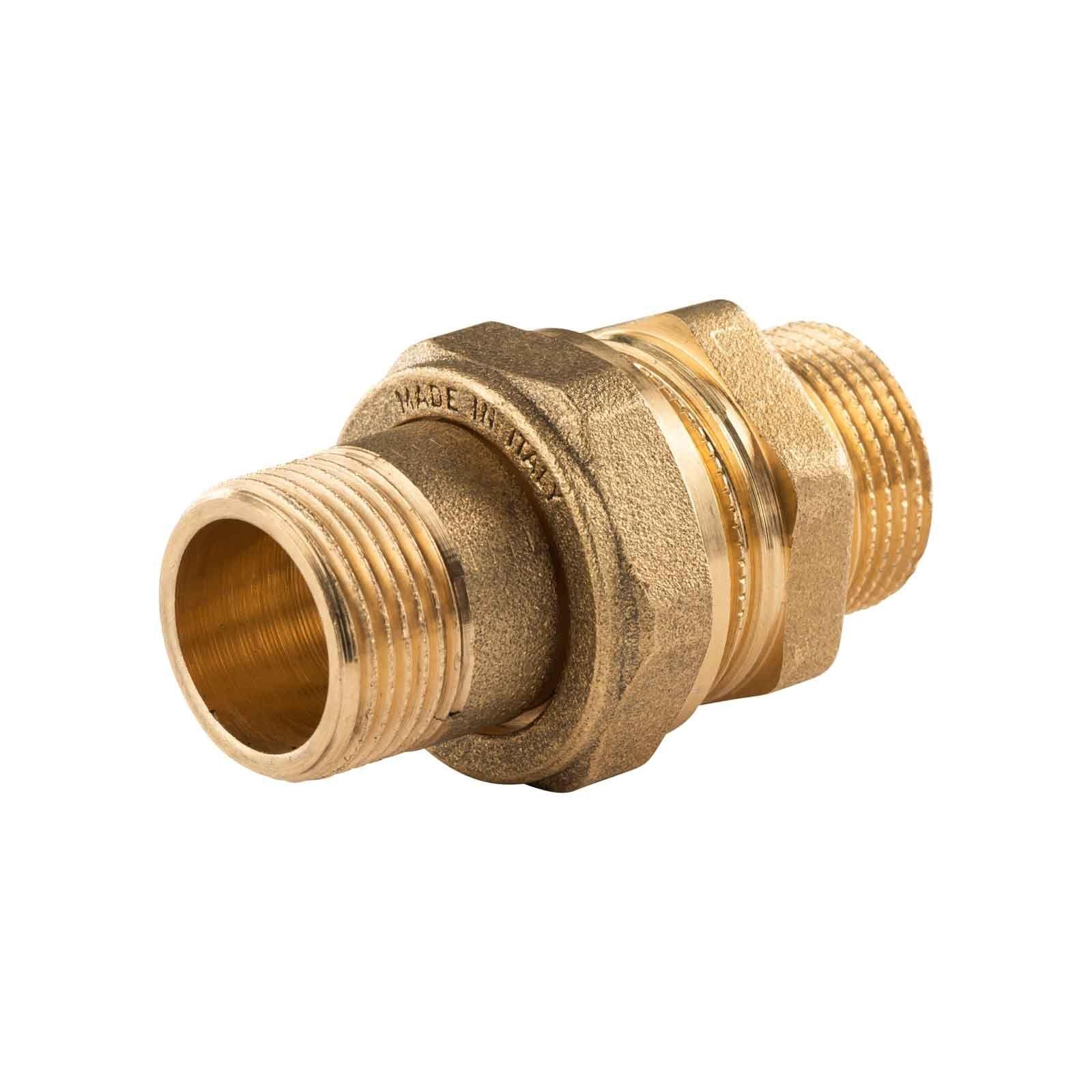 Messing Gewinde-Fitting Verschraubung gerade flachdichtend 3/4"AG - 3/4"AG (DN 20) - schwere Ausführung – Bild 2 von 3