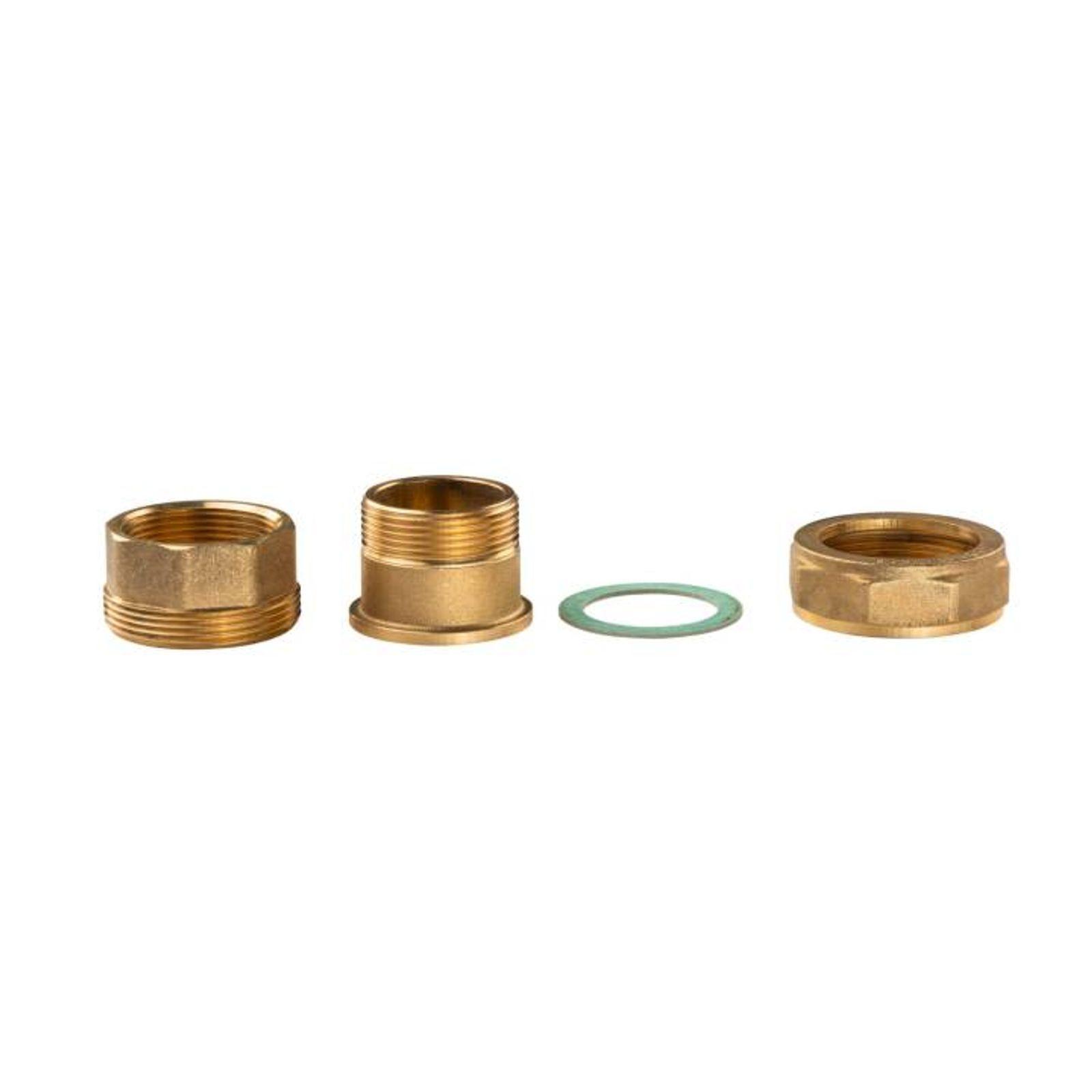 Messing Gewinde-Fitting Verschraubung gerade flachdichtend 1 1/2"IG - 1 1/2"AG (DN 40) - schwere Ausführung – Bild 3 von 3