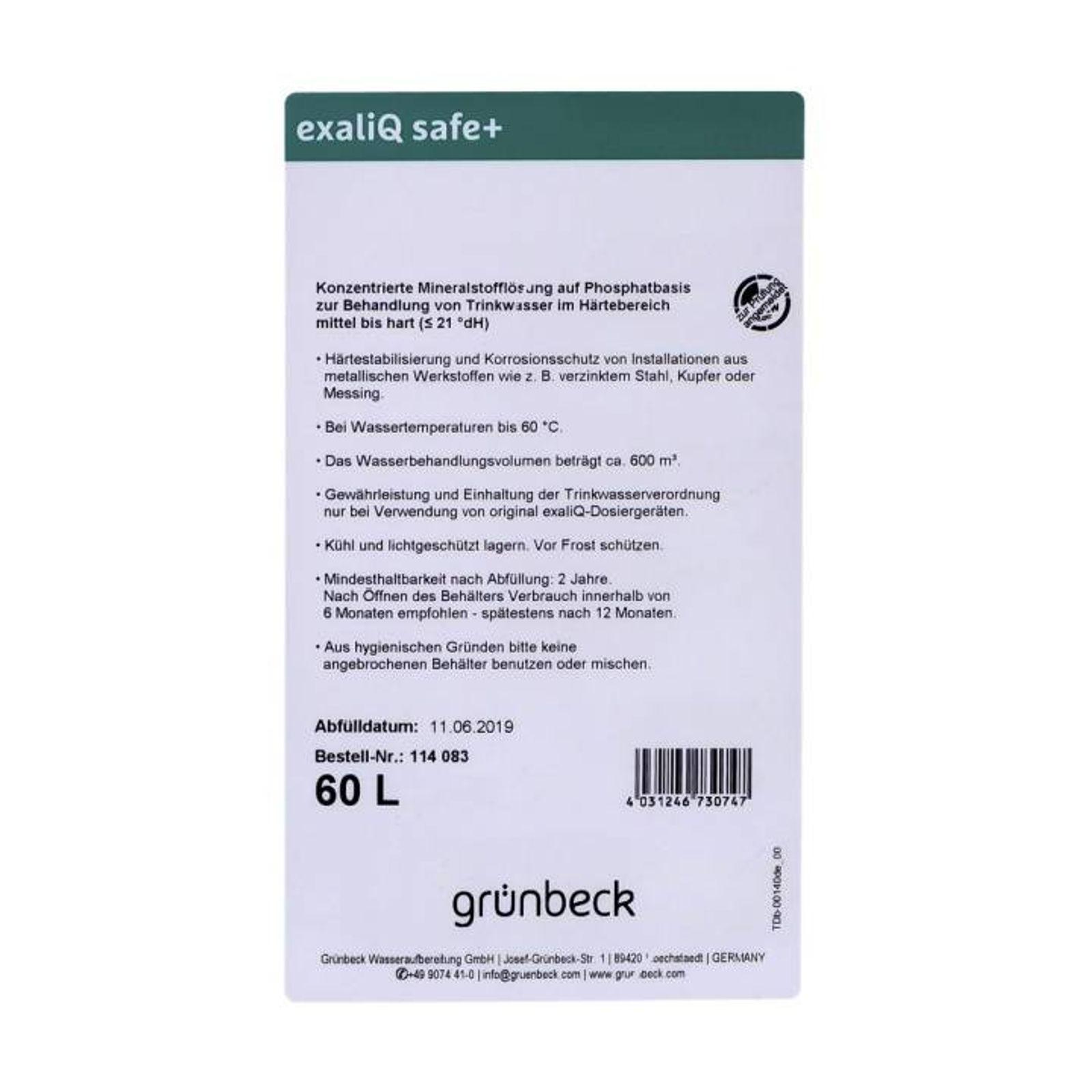 Grünbeck Mineralstofflösung exaliQ safe+ 60 Liter