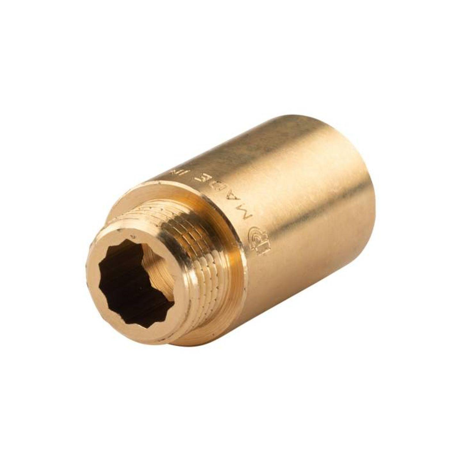 Messing Gewinde-Fitting Hahnverlängerung IG/AG 1/2" (DN 15) Länge 40 mm - schwere Ausführung