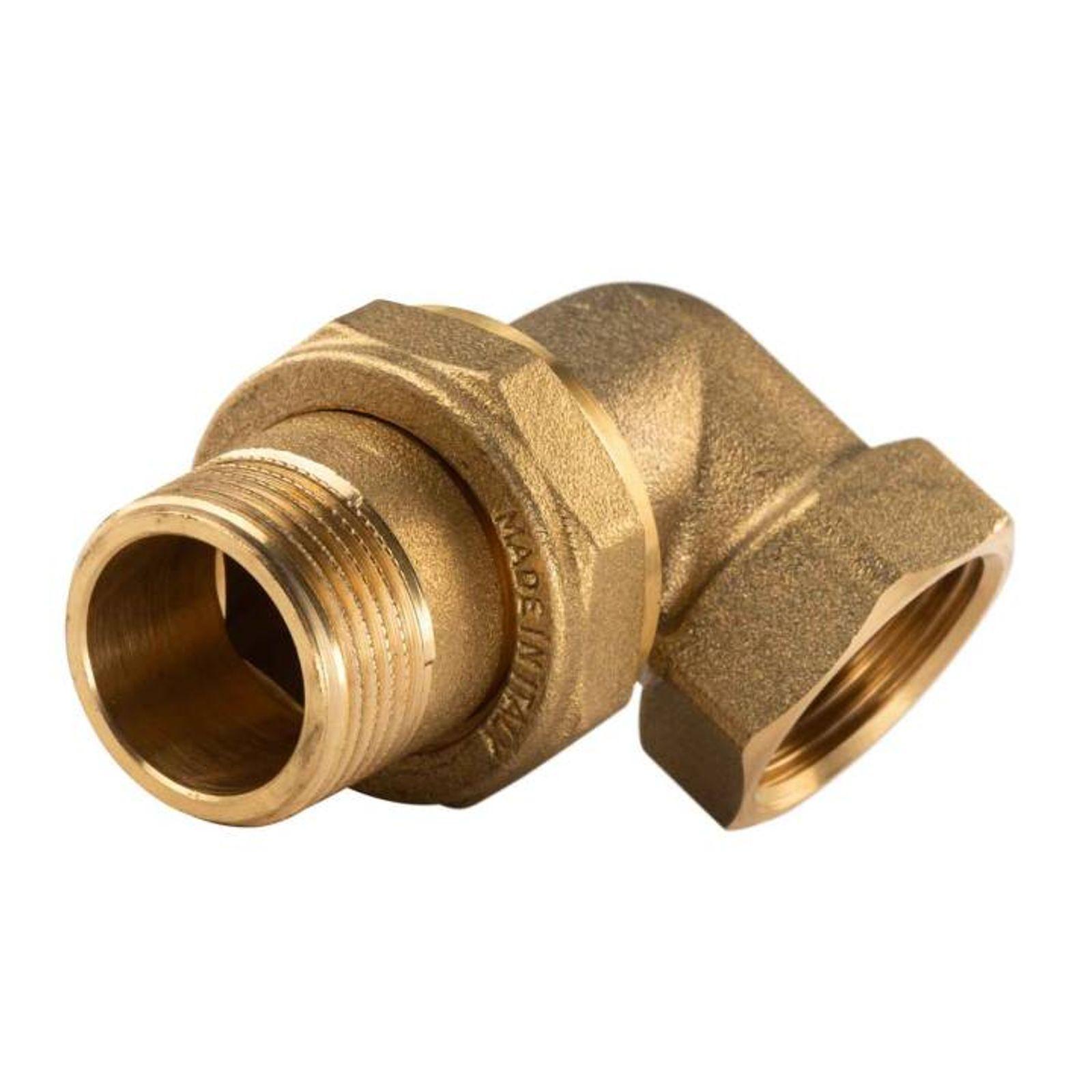 Messing Gewinde-Fitting Winkelverschraubung 90° flachdichtend 1"IG - 1"AG (DN 25) - schwere Ausführung – Bild 2 von 3