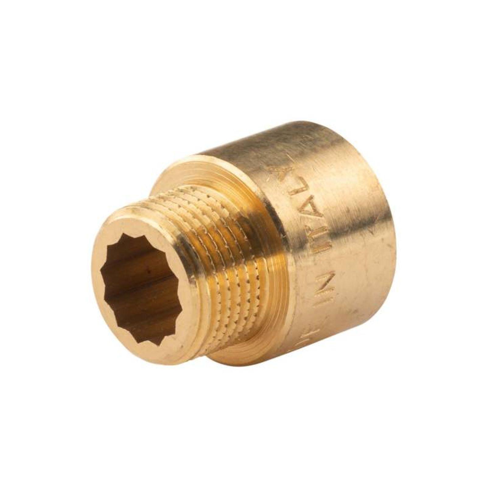Messing Gewinde-Fitting Hahnverlängerung IG/AG 3/8" (DN 10) Länge 15mm - schwere Ausführung – Bild 2 von 2