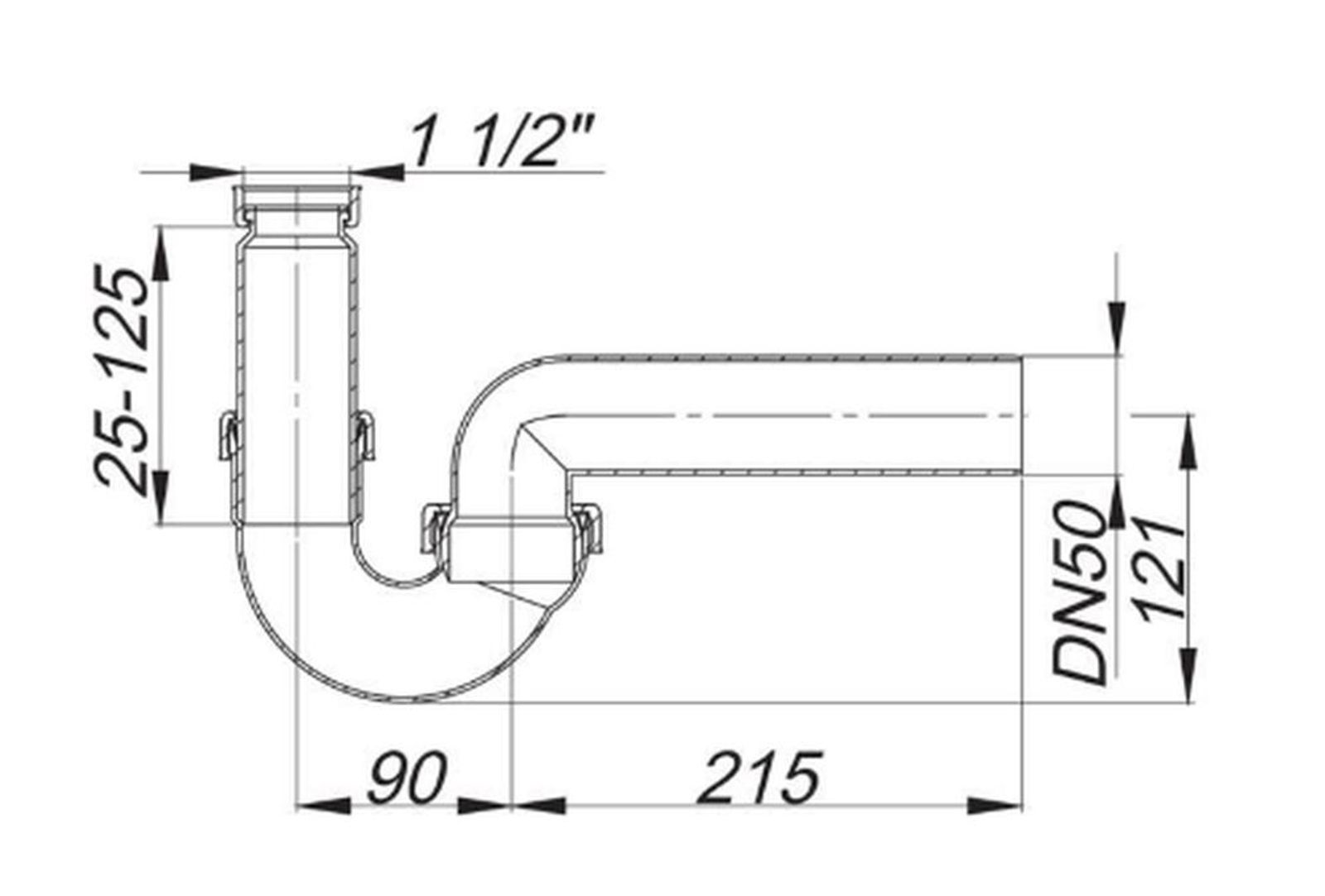 Geruchverschluss 100/0 1 1/2" x DN 50 010223 ohne Waschgeraete-Anschluss – Bild 2 von 2