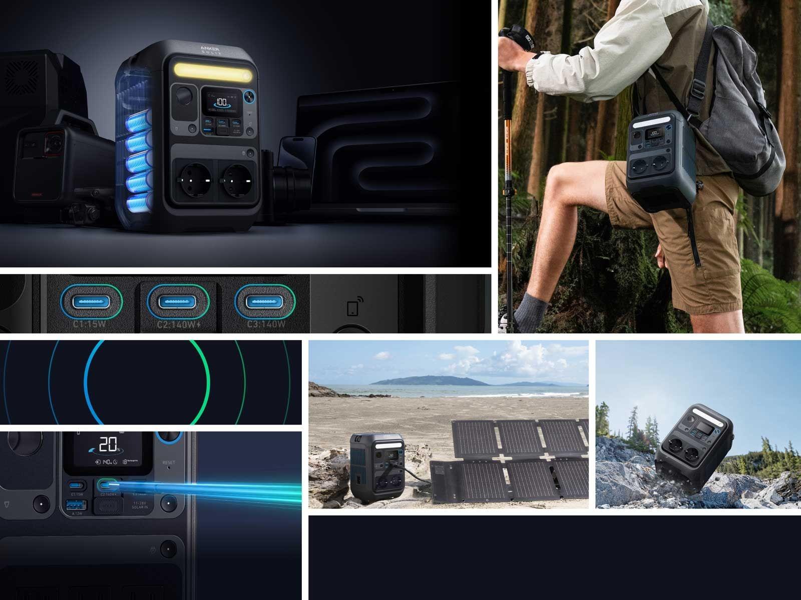 Anker SOLIX C300X + PS100X Set – Tragbare Powerstation mit 100W Solarpanel