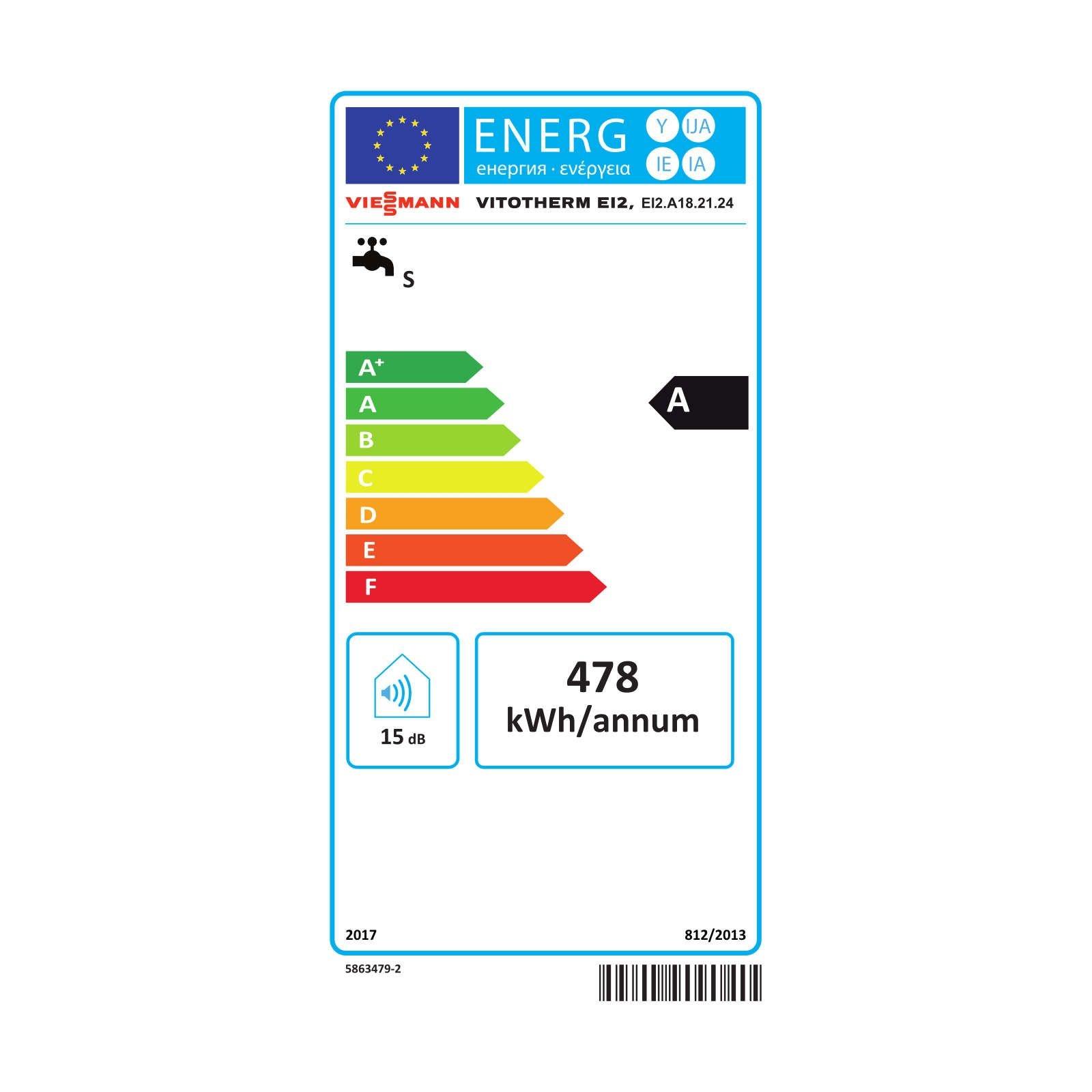 Viessmann Komfort-Durchlauferhitzer Vitotherm EI2 18 - 24 kW einstellbar, Typ EI2.A18.21.24 – Bild 2 von 2