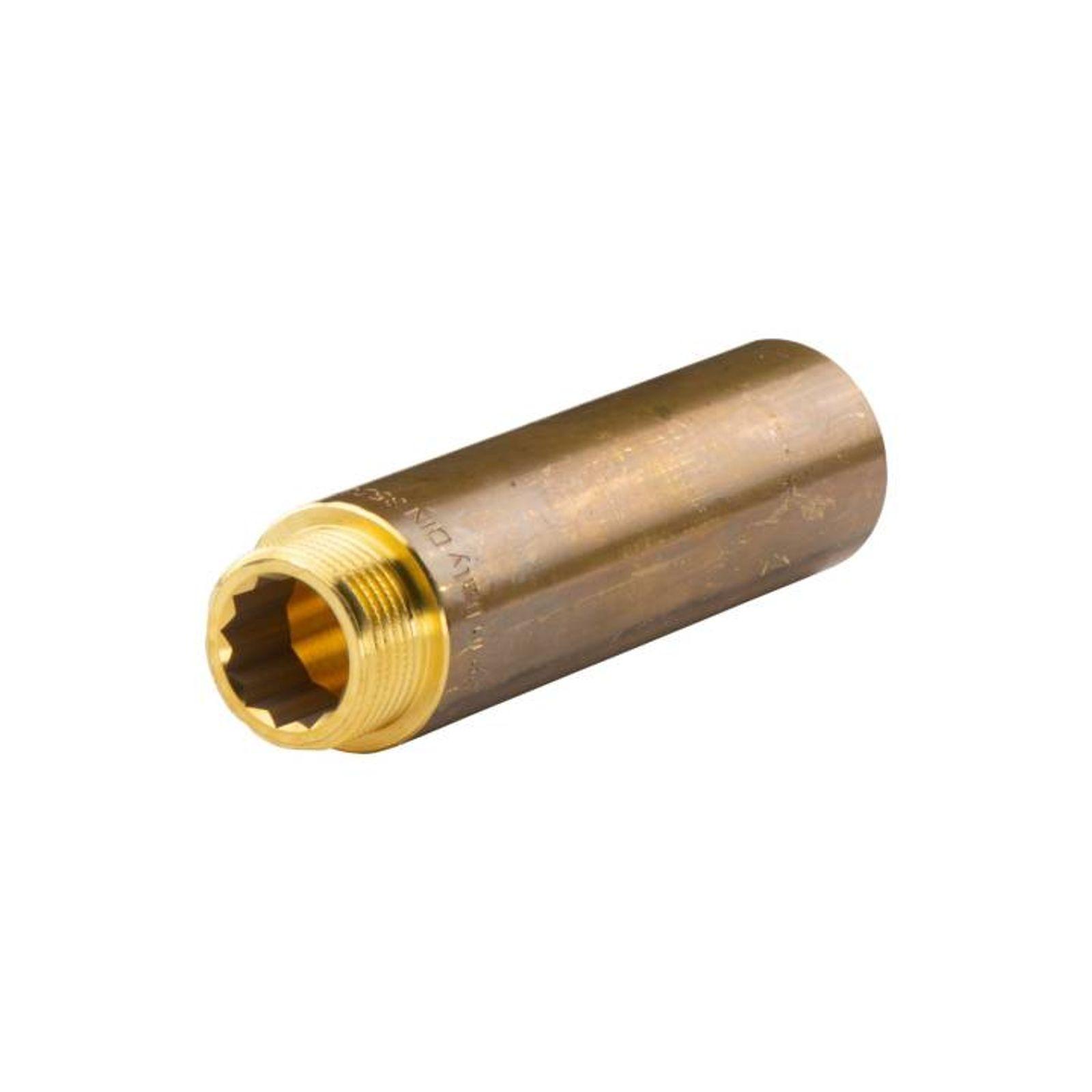 Messing Gewinde-Fitting Hahnverlängerung IG/AG 3/4" (DN 20) Länge 100 mm - schwere Ausführung – Bild 2 von 2