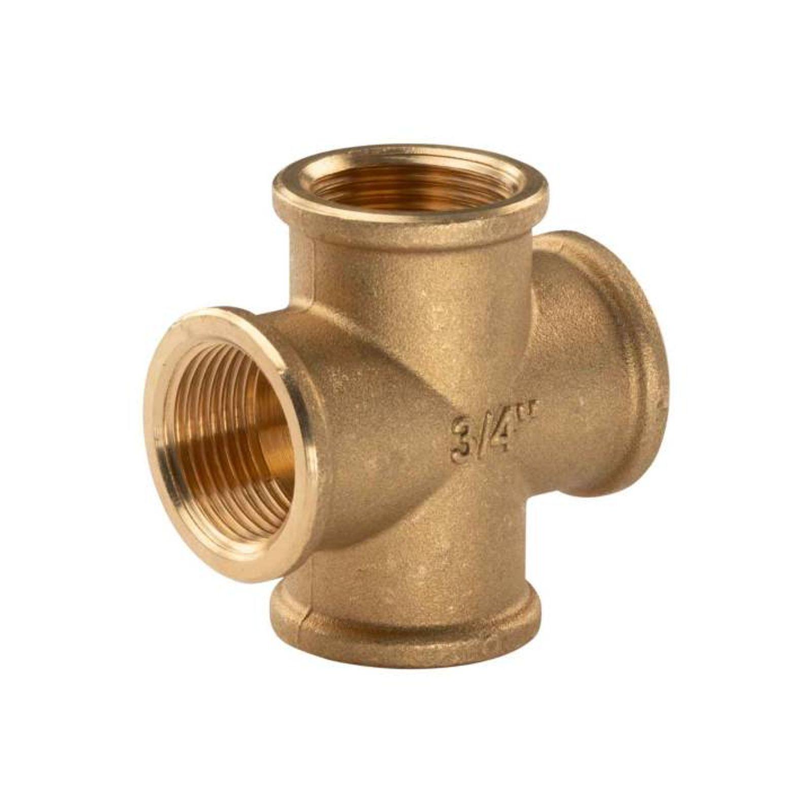 Messing Gewinde-Fitting Kreuzstück 3/4" IG (DN20) - schwere Ausführung