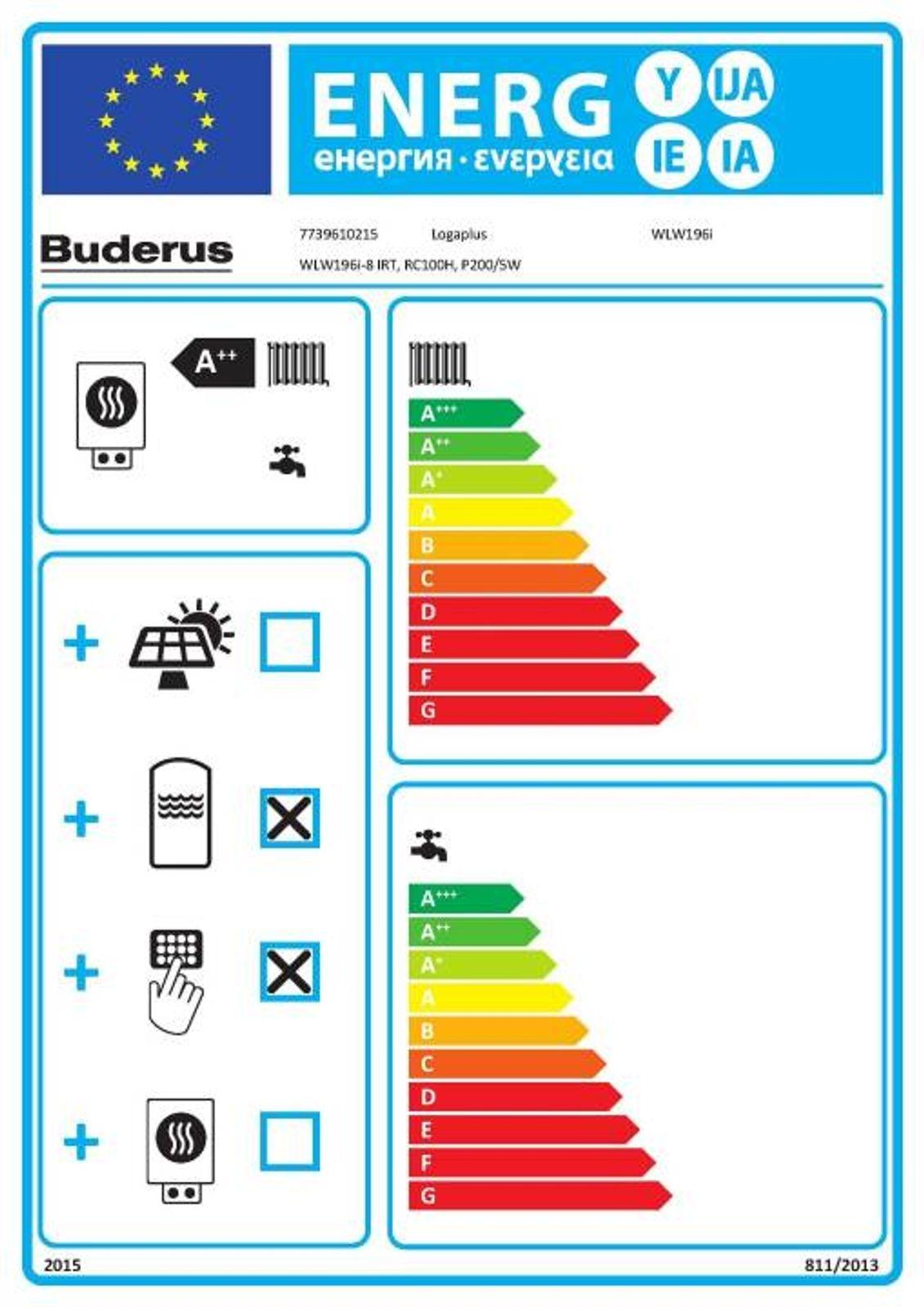 Buderus Wärmepumpenset WLW196i IR-9 heizen 10,7 kW kühlen 9,25 kW 190 L Warmwasserspeicher Pufferspeicher P200.5 Bedieneinheit RC100H – Bild 7 von 7