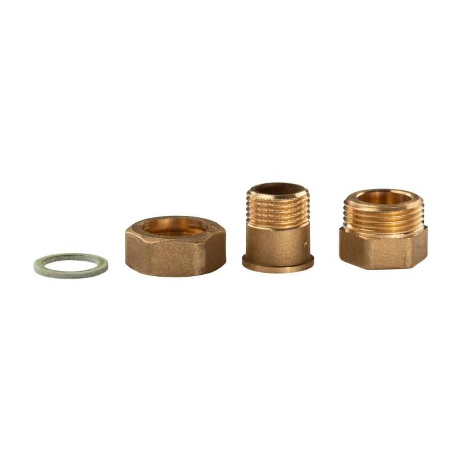 Messing Gewinde-Fitting Verschraubung gerade flachdichtend 1/2"IG - 1/2"AG (DN 15) - schwere Ausführung – Bild 2 von 2