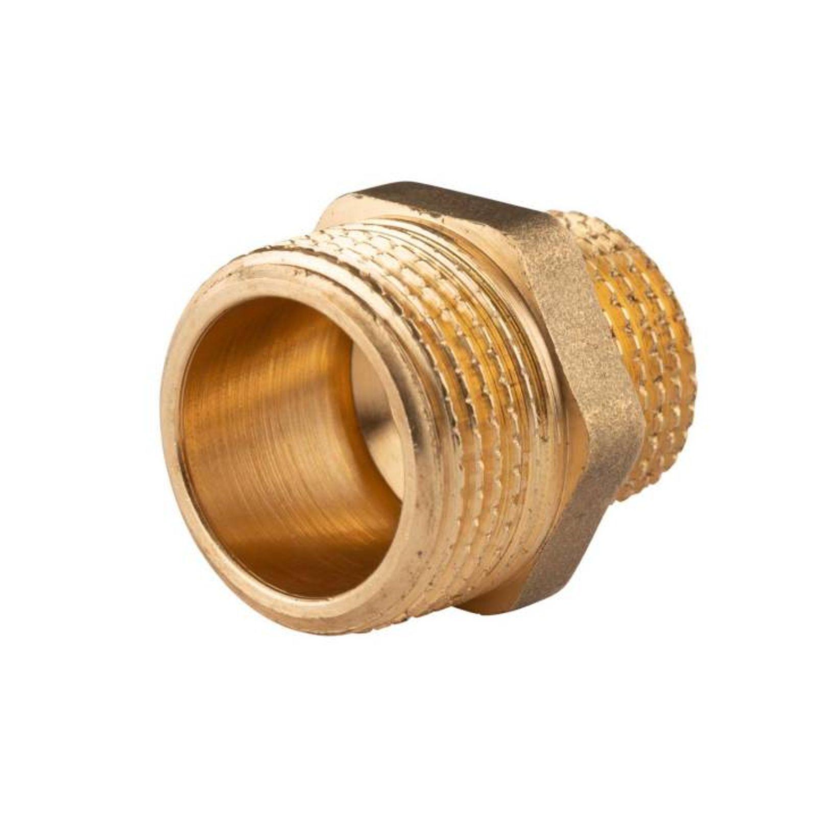 Messing Gewinde-Fitting Reduziernippel 3/4"AG (DN 20) - 1/2"AG (DN 15) - schwere Ausführung – Bild 2 von 2
