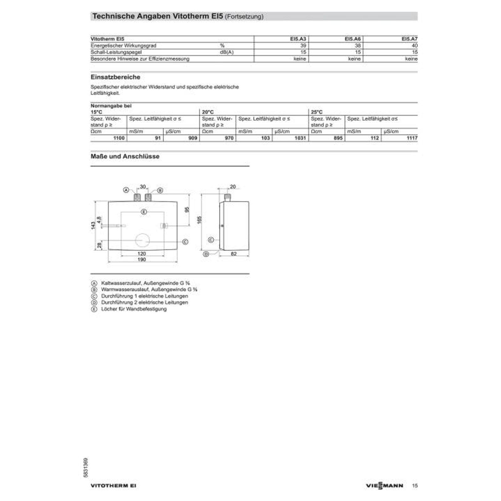 Viessmann Mini-Durchlauferhitzer Vitotherm EI5.A3 3,5 kW – Bild 4 von 8