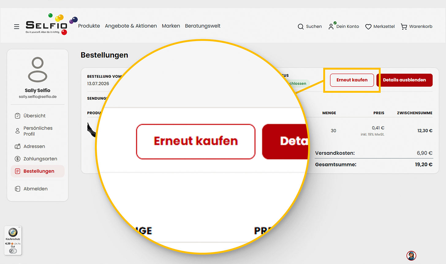 So findest du die 1-Klick-Nachbestellung
