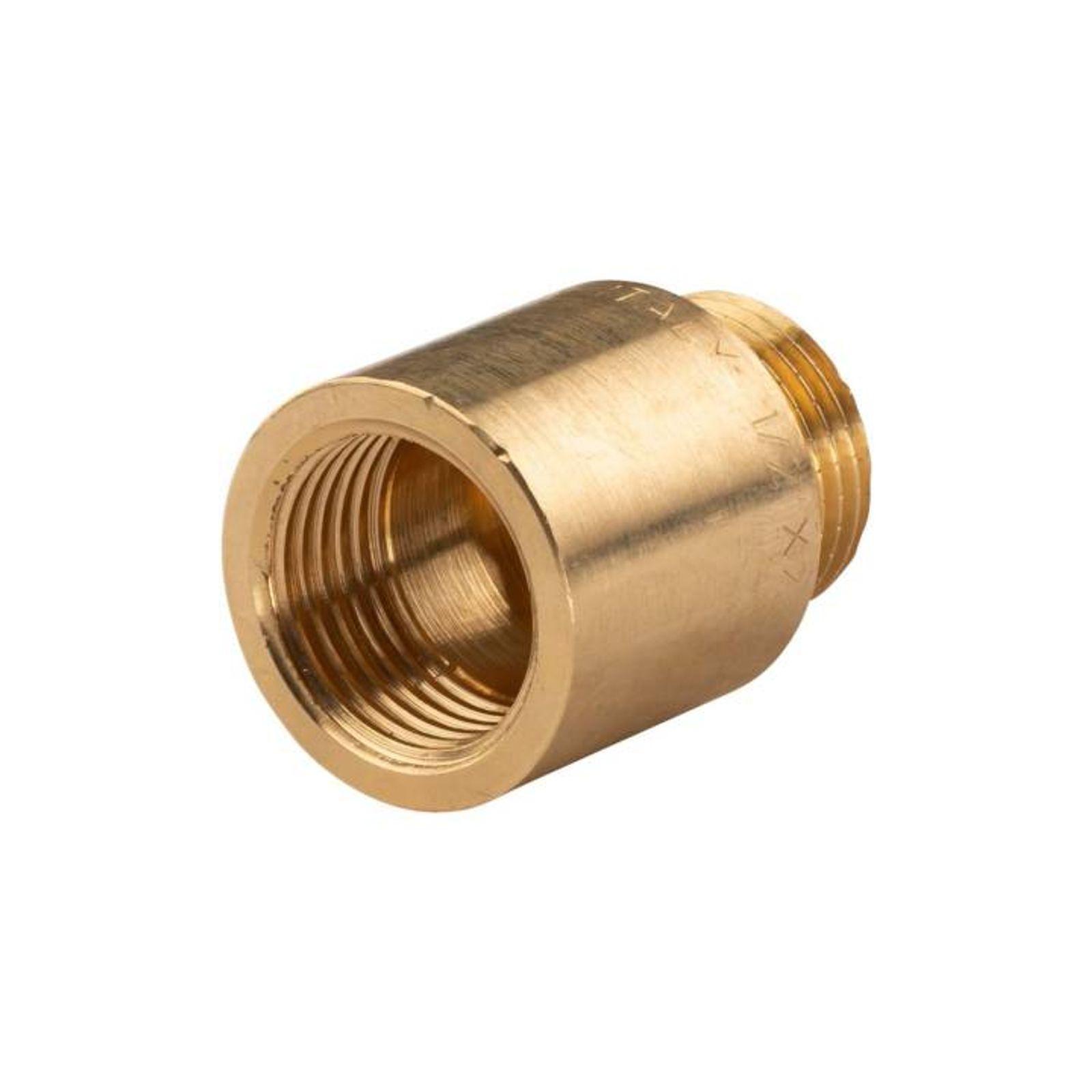 Messing Gewinde-Fitting Hahnverlängerung IG/AG 1/2" (DN 15) Länge 25 mm - schwere Ausführung