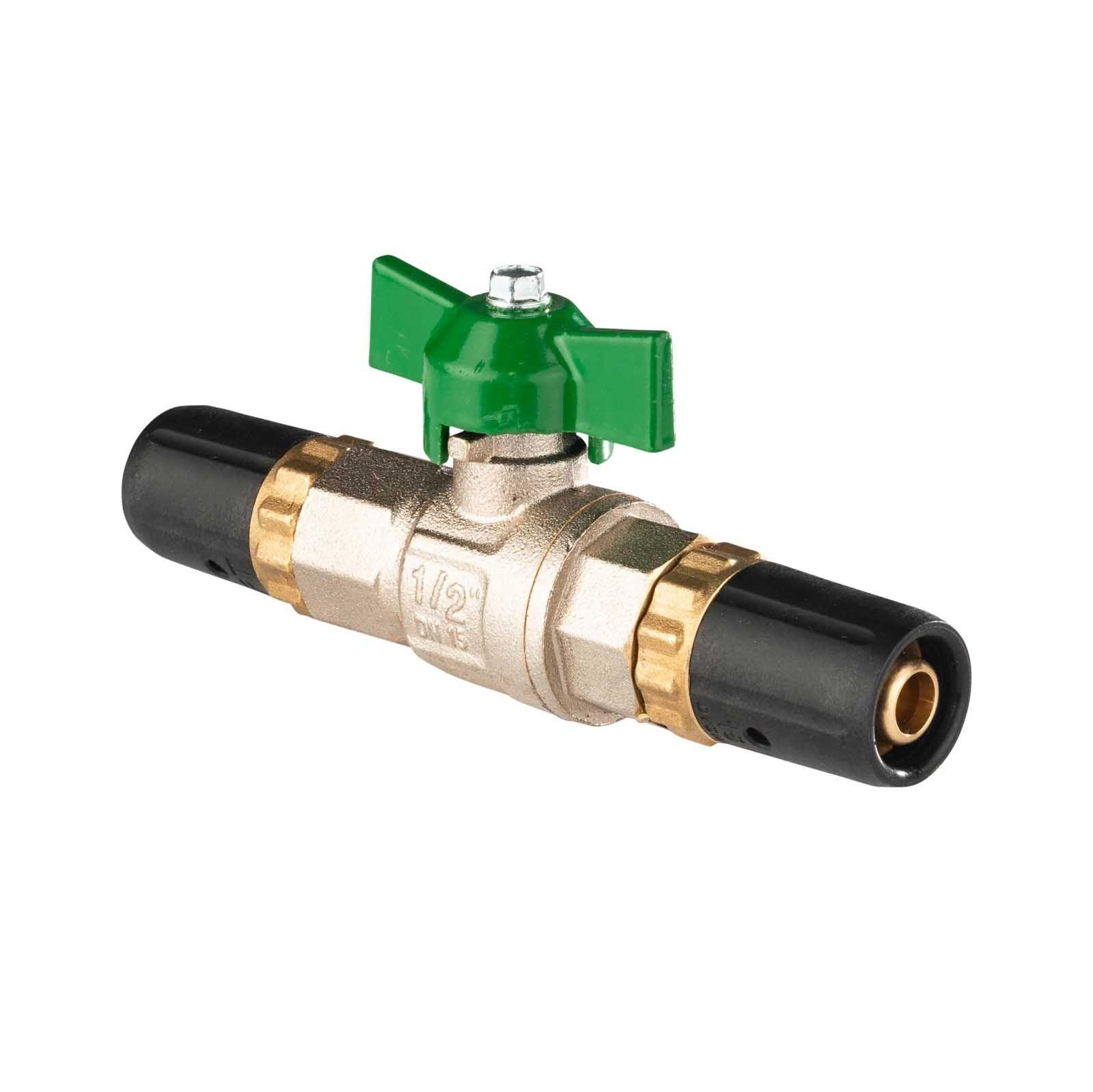 Selfio-Steck Aluverbund Steckfitting Kugelhahn für Trinkwasser 16 x 2 mm grün, Sanitär DVGW