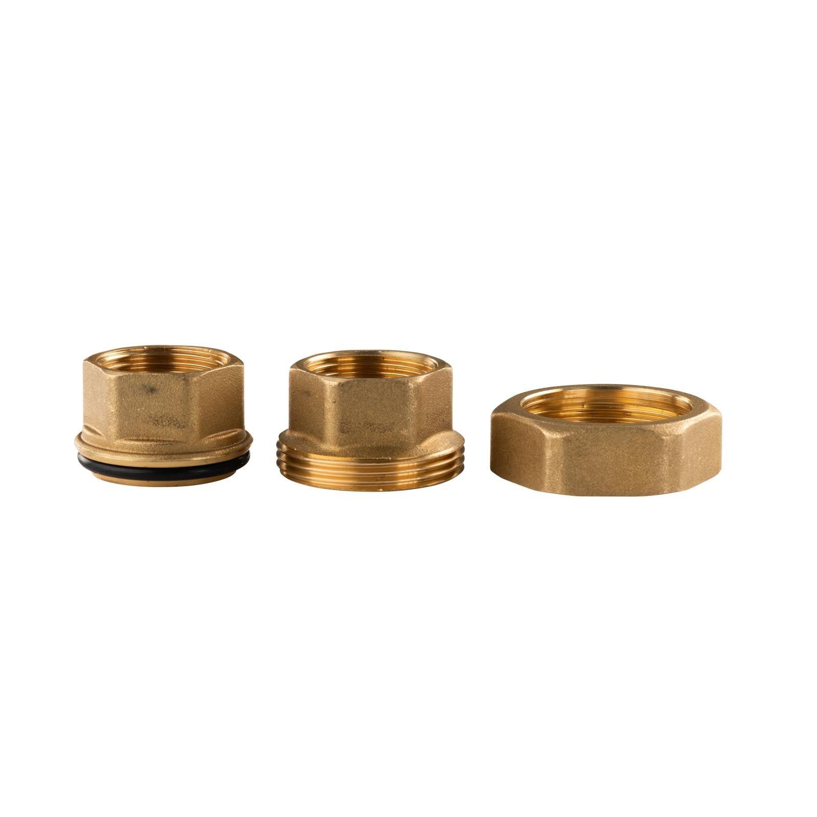 Messing Gewinde-Fitting Verschraubung gerade mit O-Ring 3 teilig 1"IG - 1"IG (DN 25) - schwere Ausführung – Bild 3 von 3