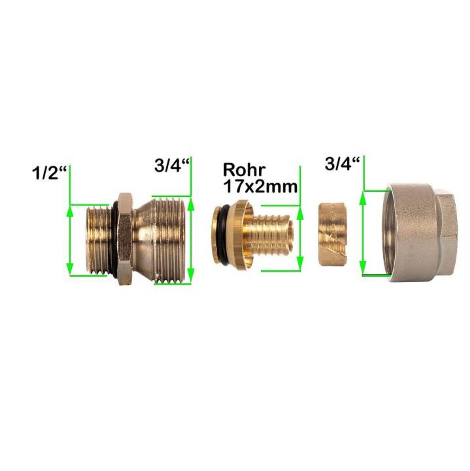 Anschlussverschraubung 1/2 Zoll Universal 17 x 2 mm