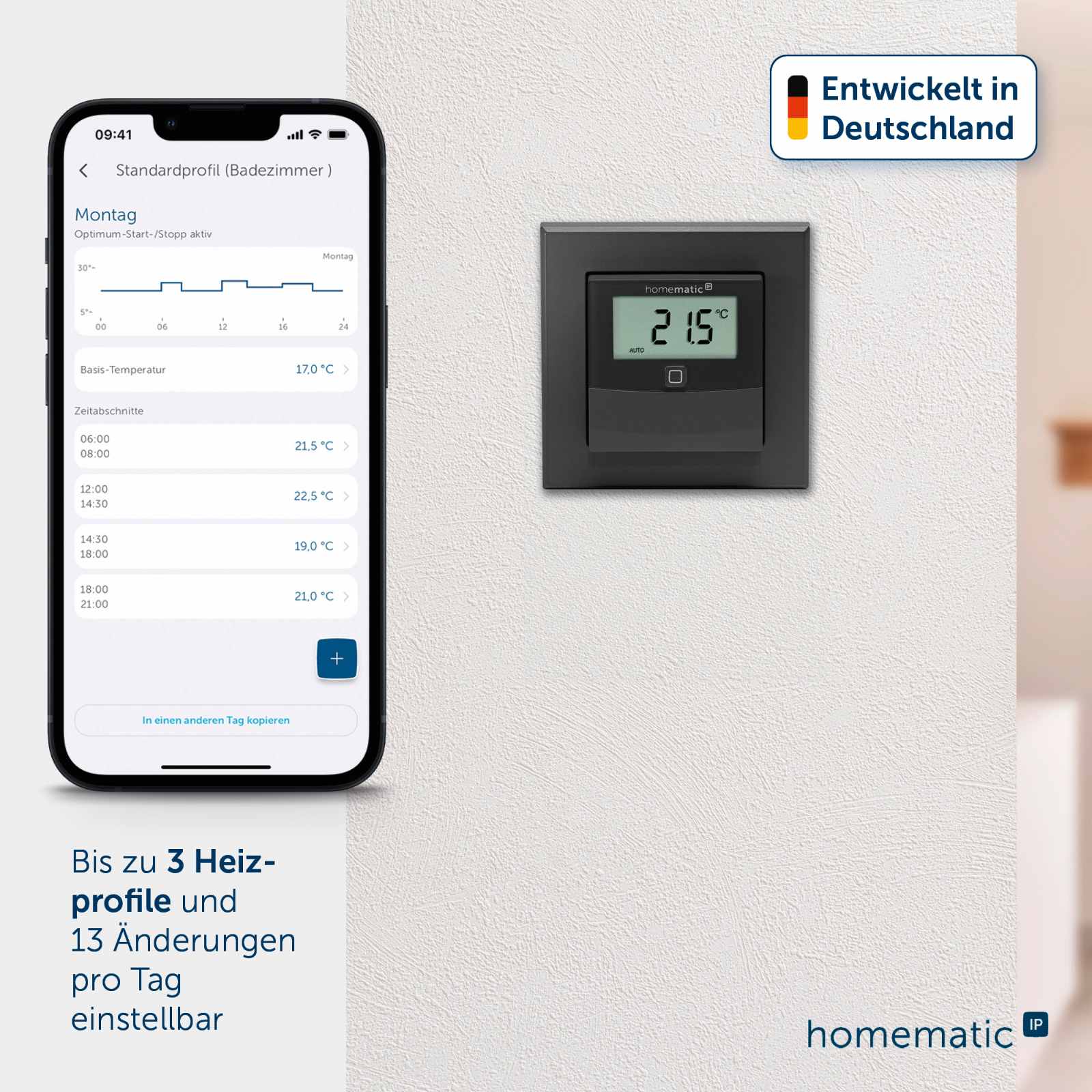 Homematic IP Smart Home Temperatur- und Luftfeuchtigkeitssensor mit Display innen HmIP-STHD-A anthrazit – Bild 10 von 11