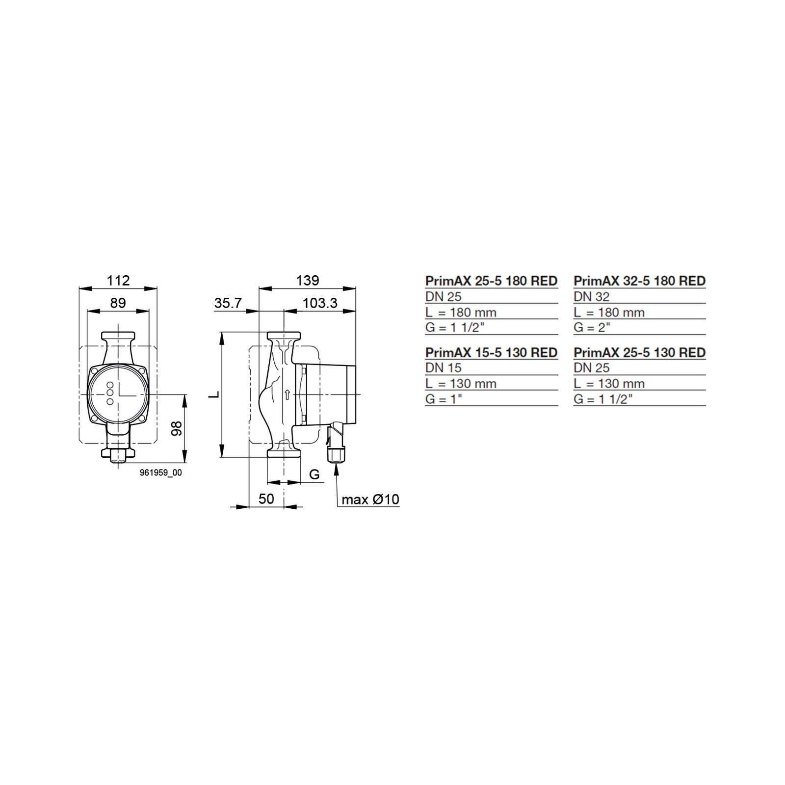 Biral HE-Umwälzpumpe PrimAX T2 25-5 180 RED G 1 1/2 230V mit Wärmedämmschale – Bild 2 von 2
