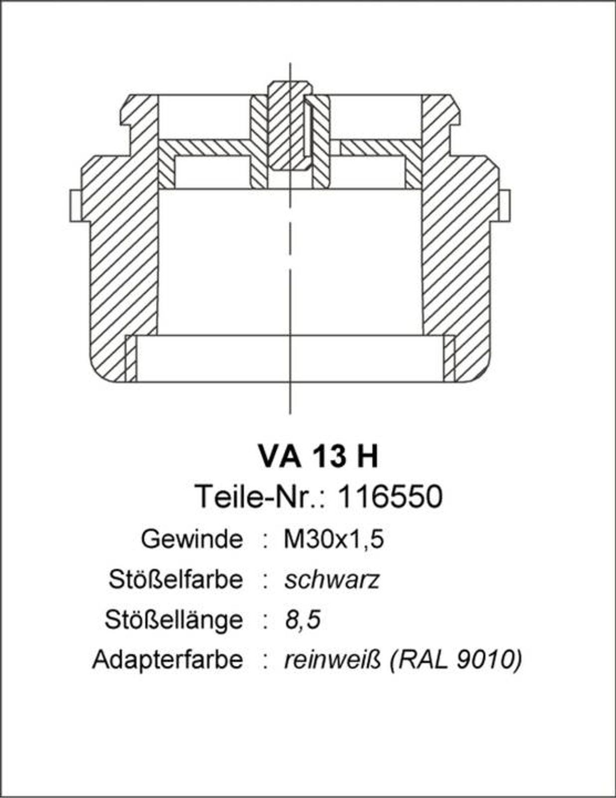 Ventilanpassung VA 13H für Stellantrieb Fußbodenheizung