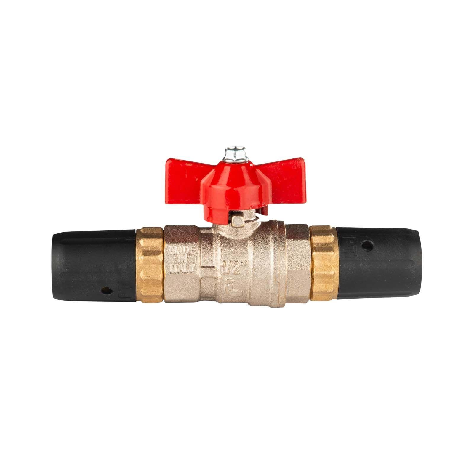 Selfio-Steck Aluverbund Steckfitting Kugelhahn für Heizung 16 x 2 mm rot – Bild 2 von 2