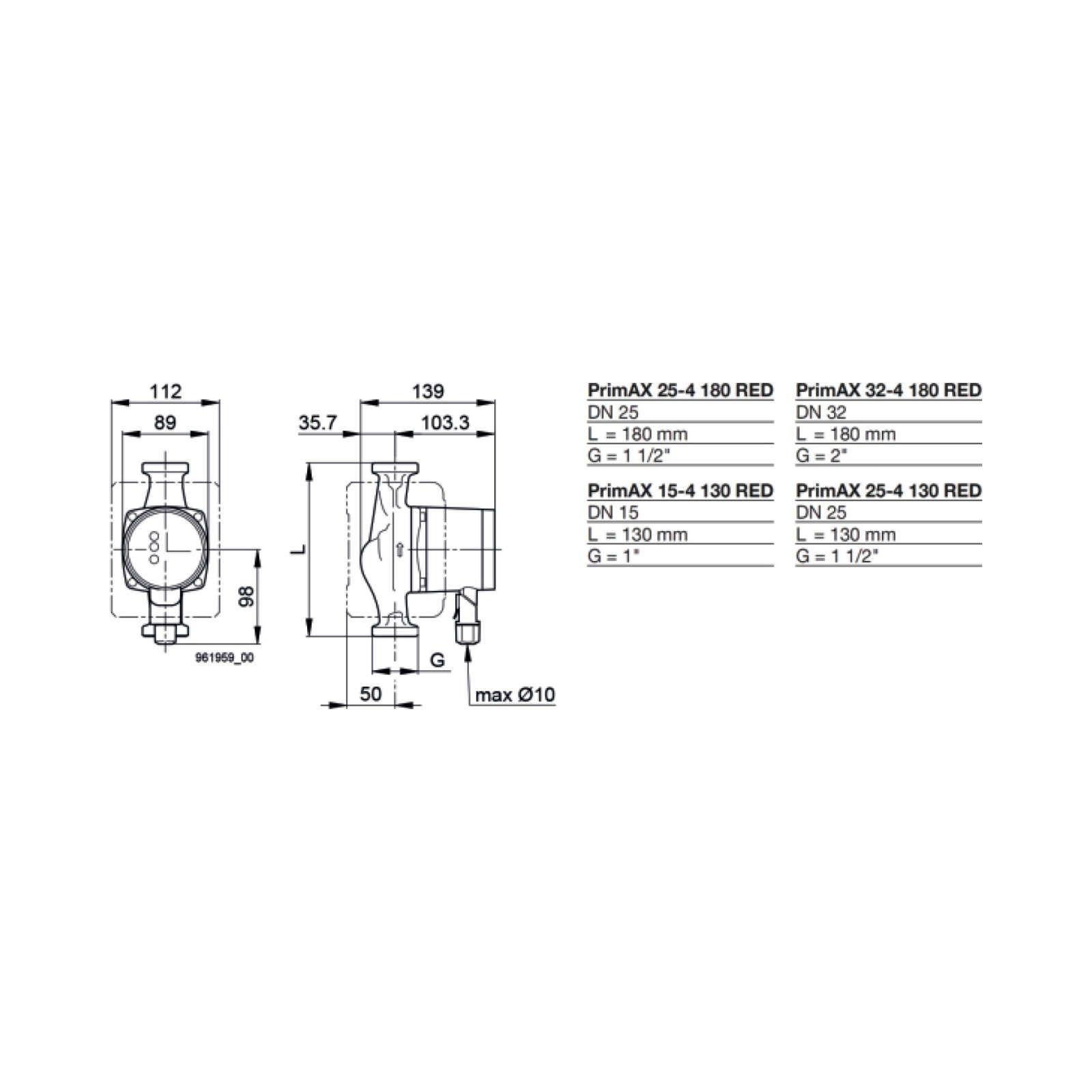 Biral HE-Umwälzpumpe PrimAX T2 25-4 180 RED G 1 1/2 230V mit Wärmedämmschale