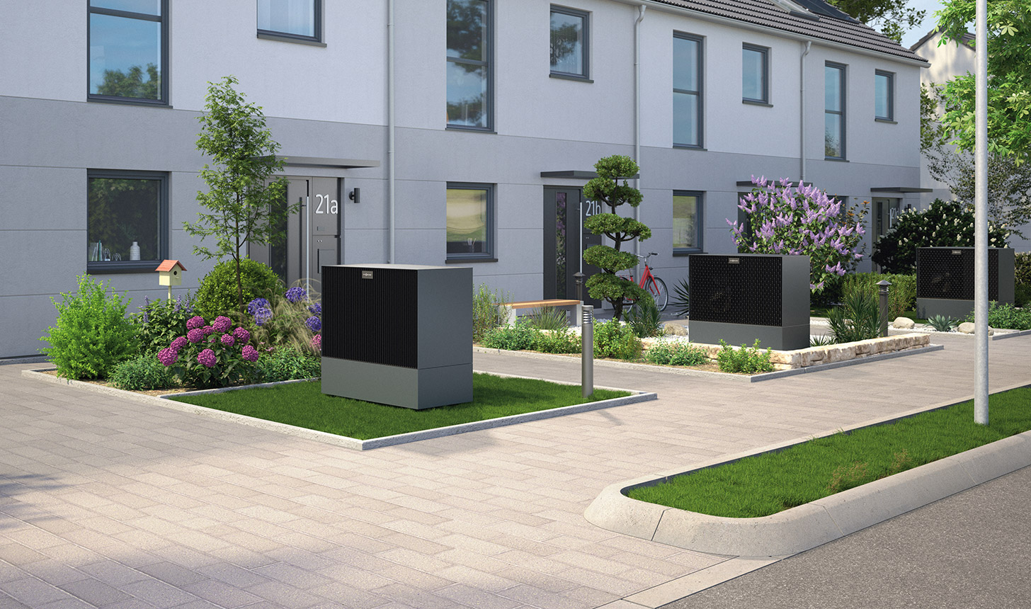 Viessmann Wärmepumpen vor Reihenhäusern