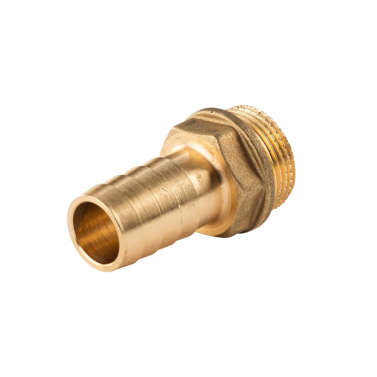 Messing Gewinde-Fitting Schlauchanschluss 3/4" AG (DN 20) Länge 20 mm - schwere Ausführung