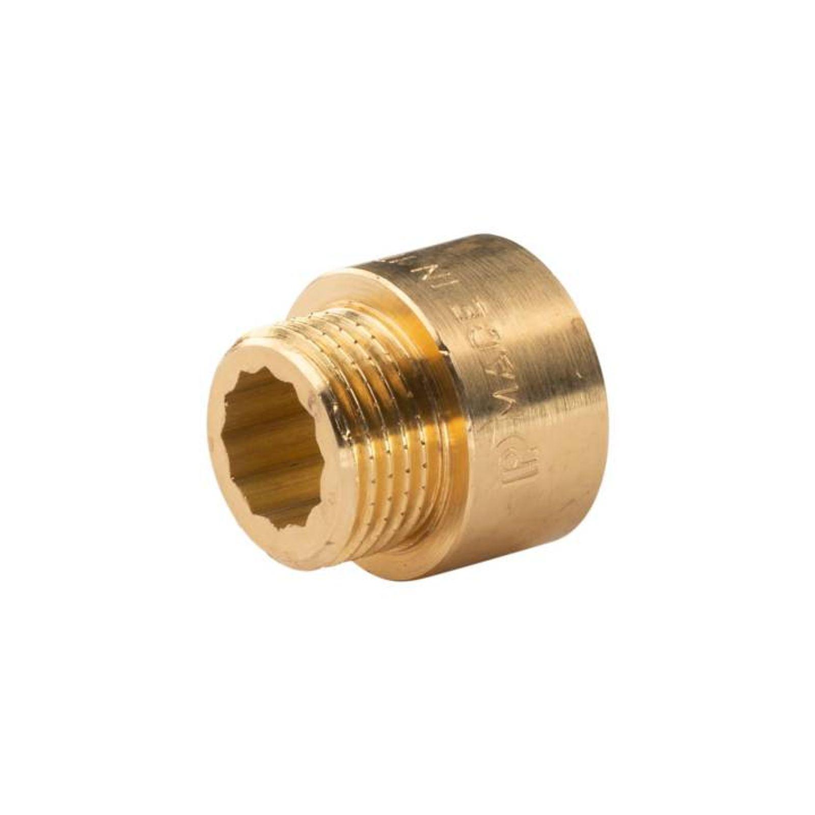 Messing Gewinde-Fitting Hahnverlängerung IG/AG 1/2" (DN 15) Länge 15 mm - schwere Ausführung