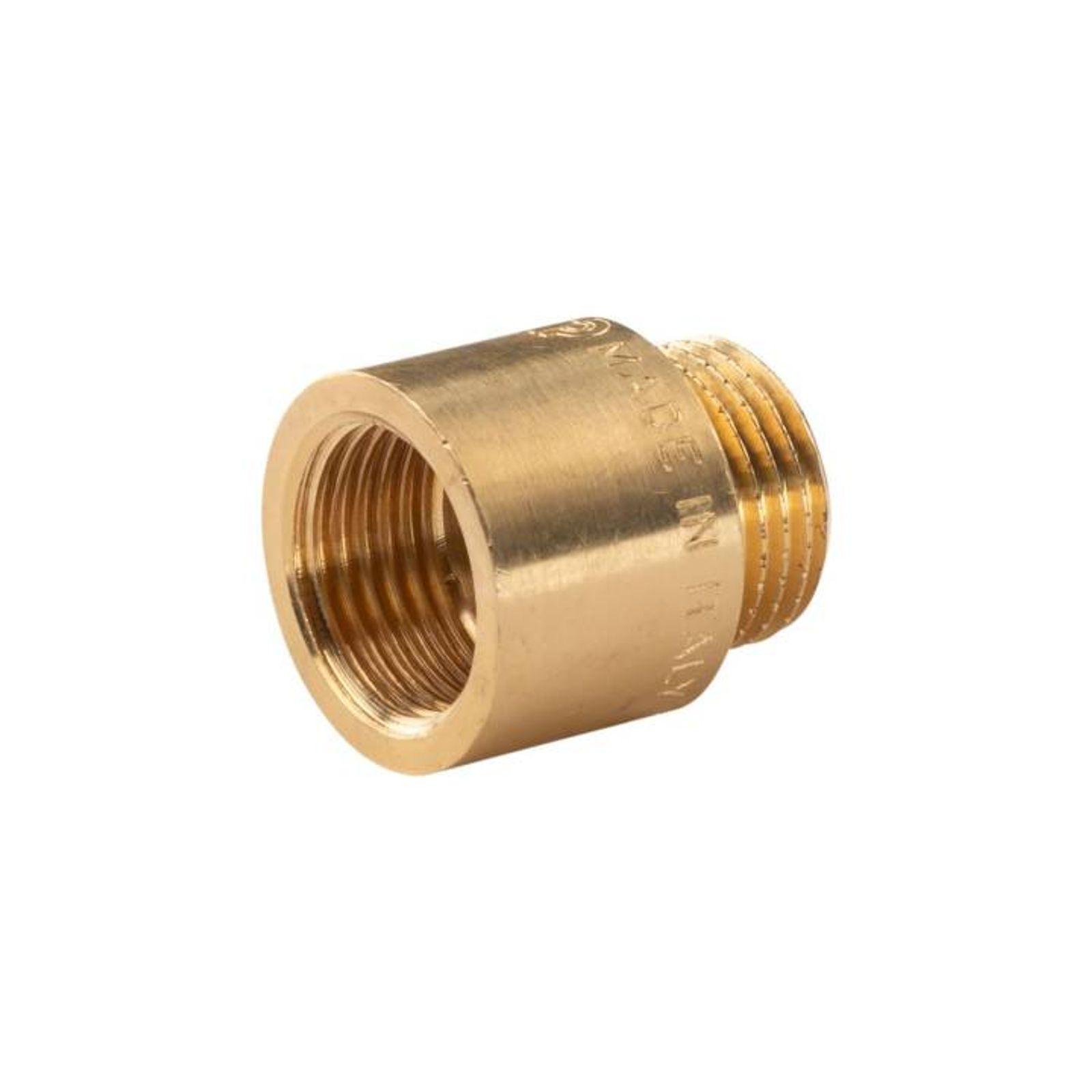 Messing Gewinde-Fitting Hahnverlängerung IG/AG 1/2" (DN 15) Länge 20mm - schwere Ausführung