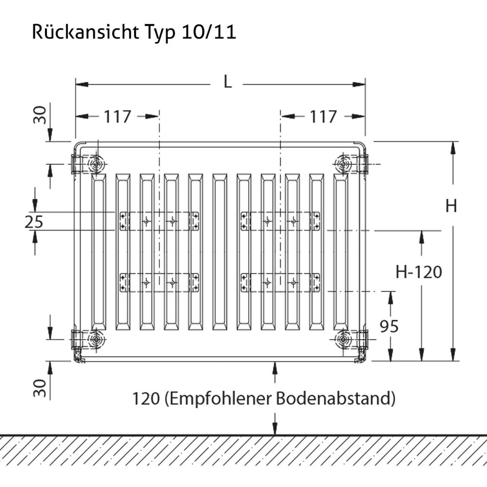 Flachheizkörper Buderus Logatrend, C-profiliert, Typ 11 mit Wandbefestigung 500 x 600 mm – Bild 9 von 10
