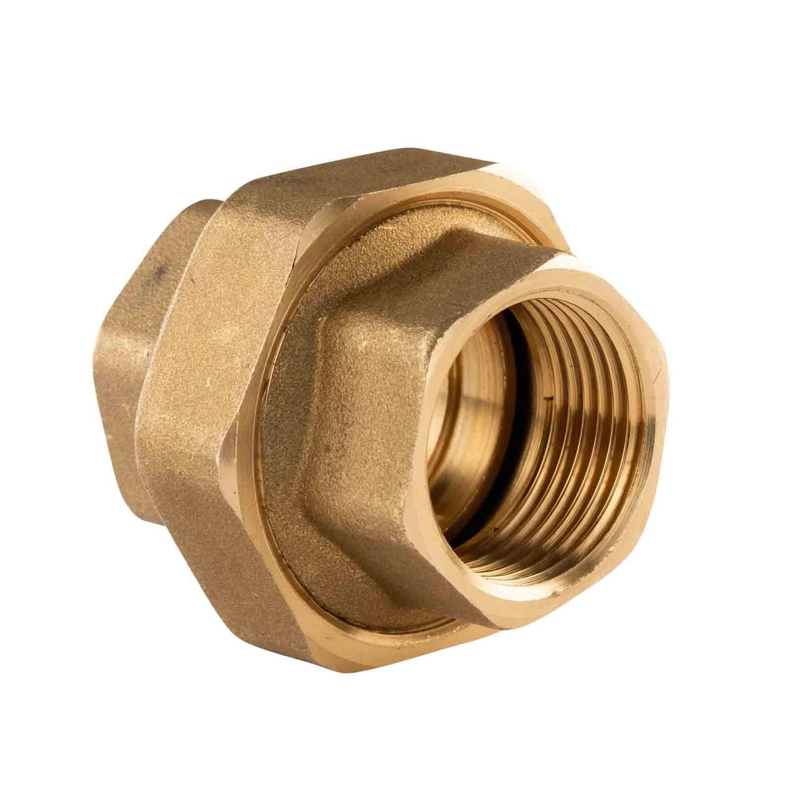 Messing Gewinde-Fitting Verschraubung gerade mit O-Ring 3 teilig 1"IG - 1"IG (DN 25) - schwere Ausführung – Bild 2 von 3