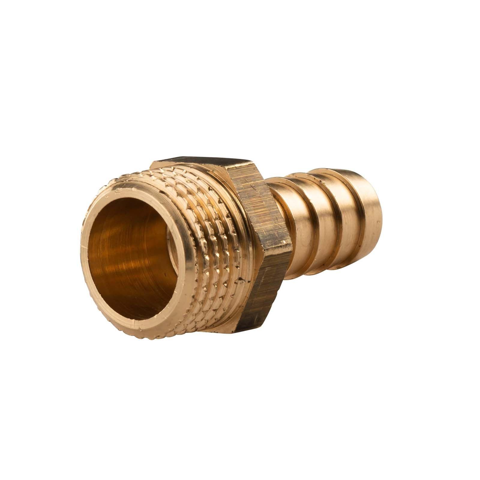 Messing Gewinde-Fitting Schlauchanschluss 1/2" AG (DN 15) Länge 13 mm - schwere Ausführung – Bild 3 von 3