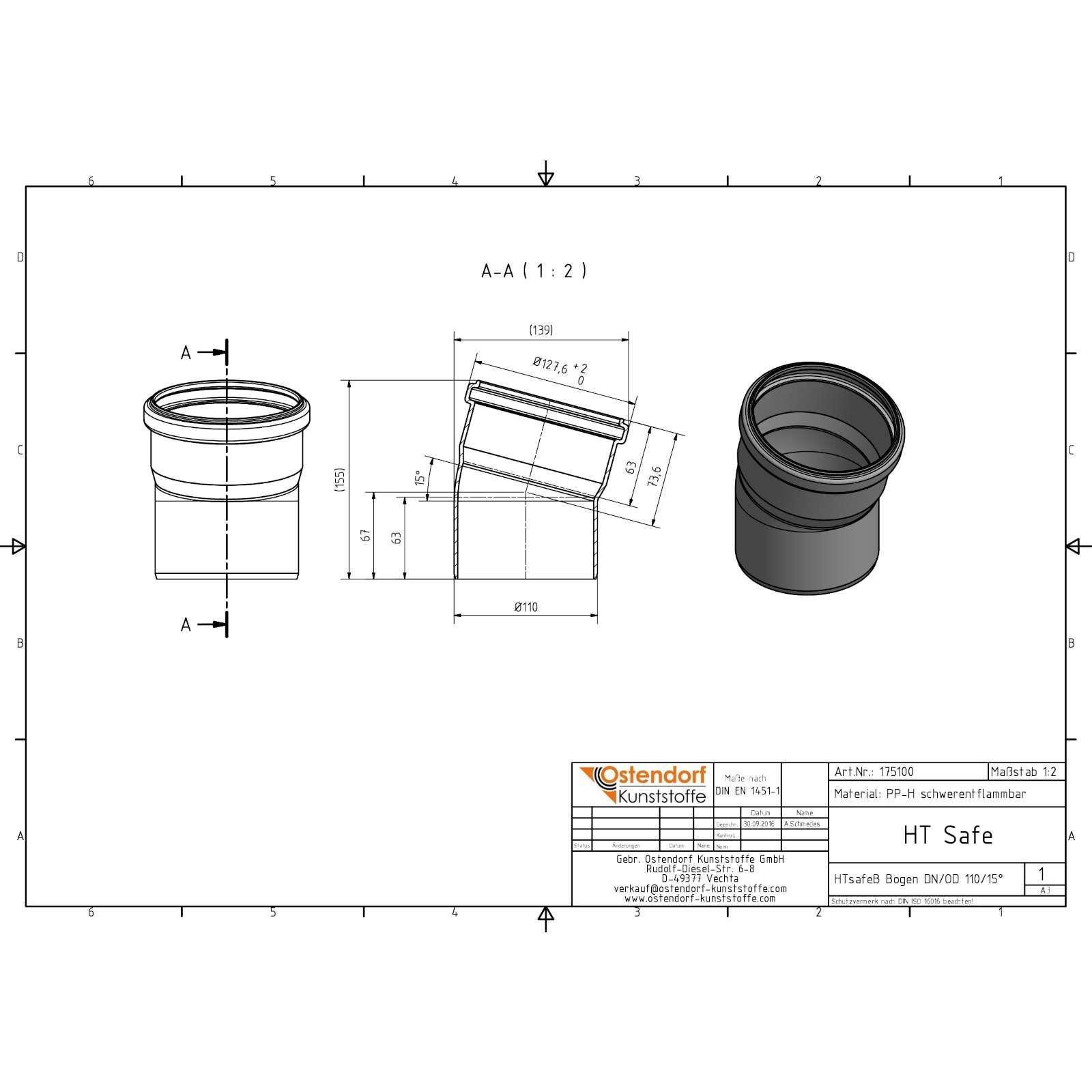 HTsafe Bogen 15 Grad DN 110 – Bild 2 von 2