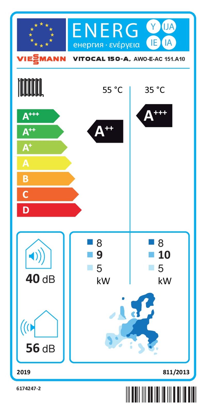 Viessmann Paket Vitocal 150-A Luft/Wasser-Wärmepumpe 9,7 kW AWO-E-AC 151.A10 400V Monoblock mit Speicher Vitocell 100-V CVWC 250l