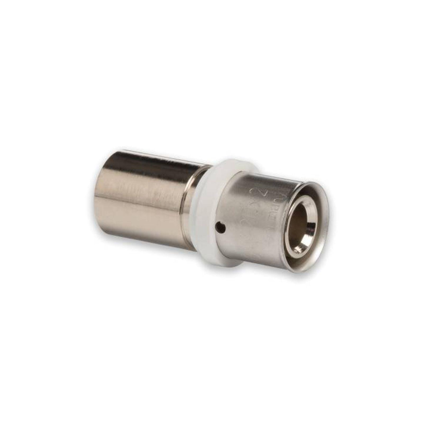 Selfio-Press Aluverbund Pressfitting Übergang Kupferrohr 20 x 2 mm - 22 mm (Pressanschluss) vernickelt TH + U Kontur