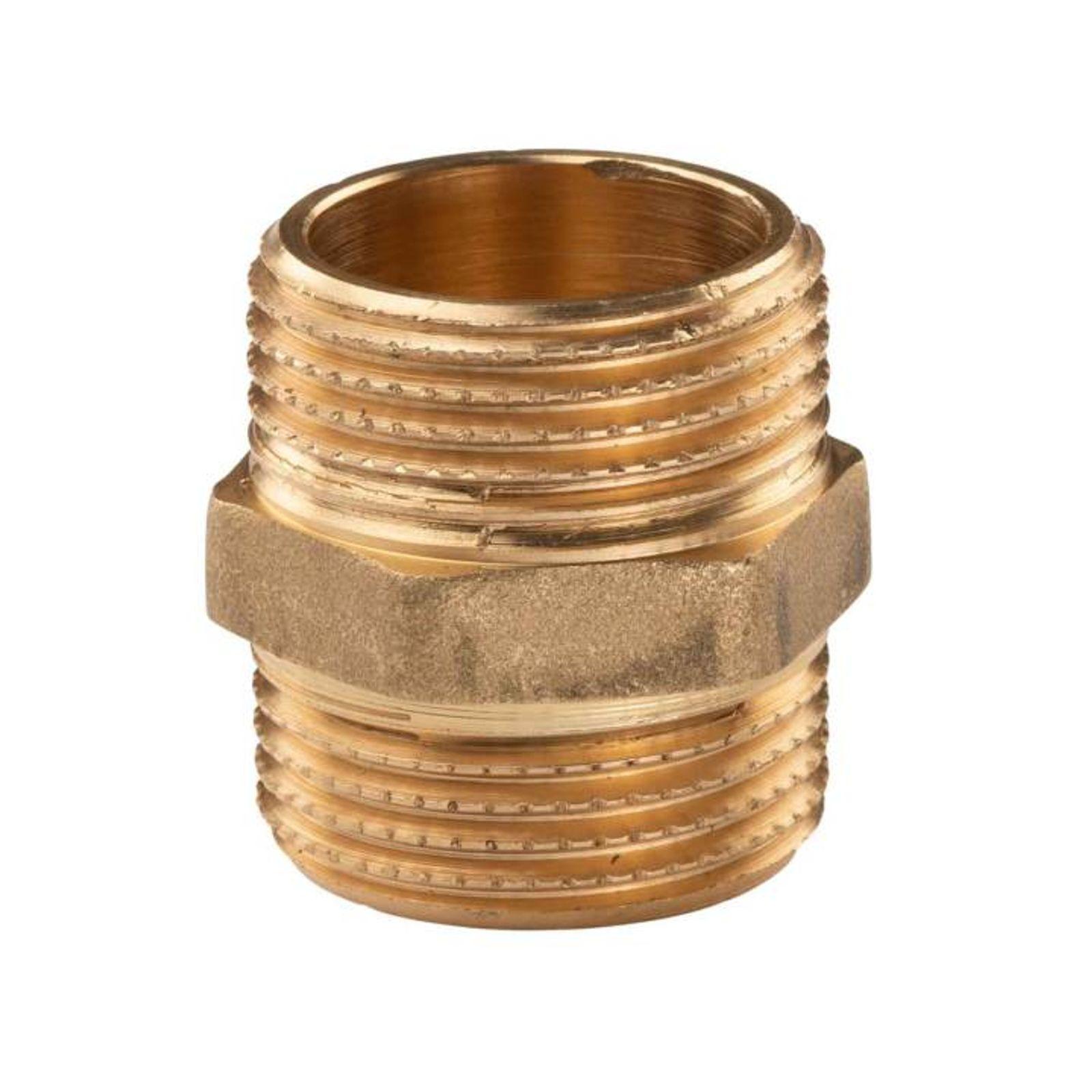 Messing Gewinde-Fitting Doppelnippel 1"AG - 1"AG (DN 25) - schwere Ausführung