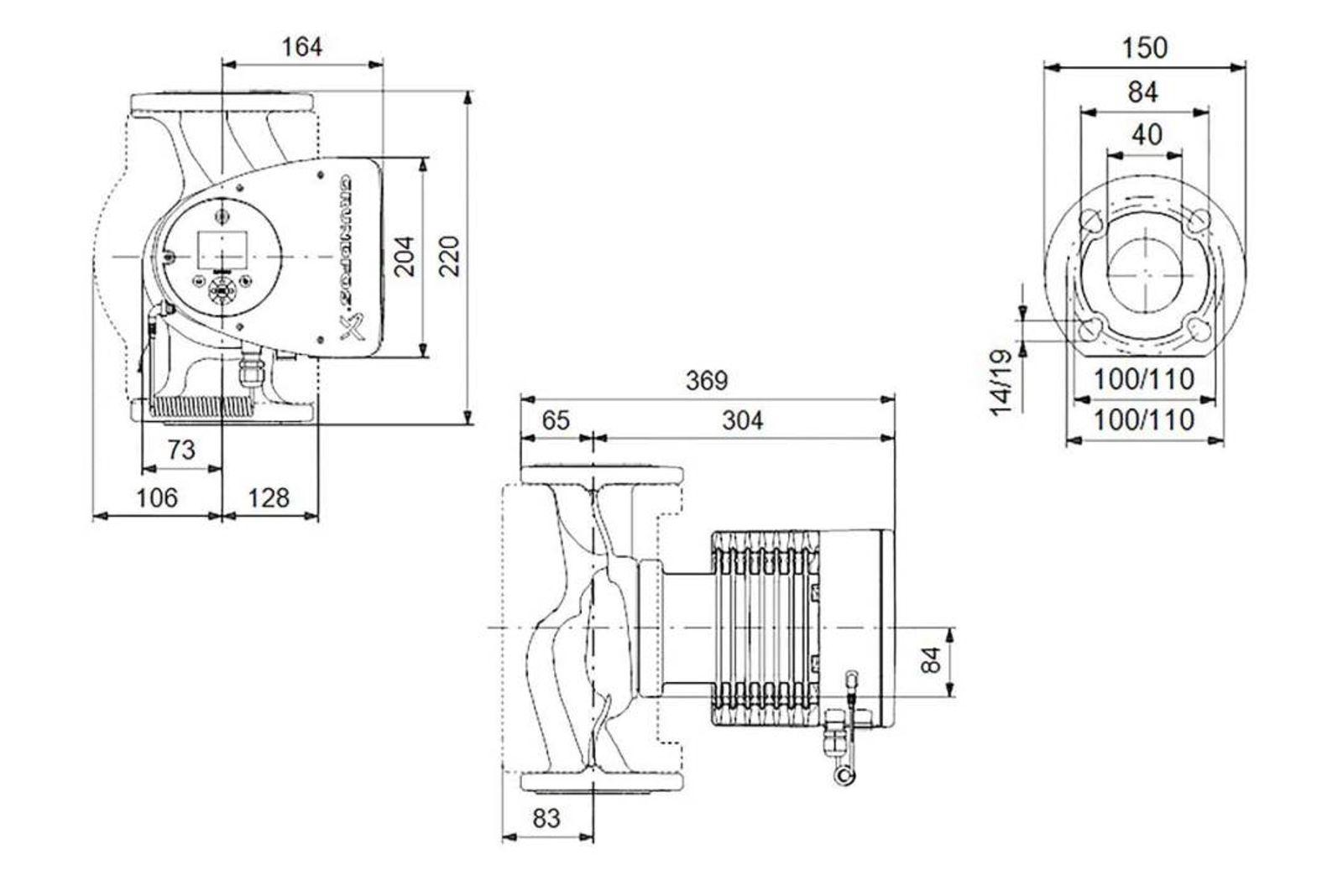 Grundfos Hocheffizienz-Umwälzpumpe Magna3 F 32-100 220 mm – Bild 4 von 4