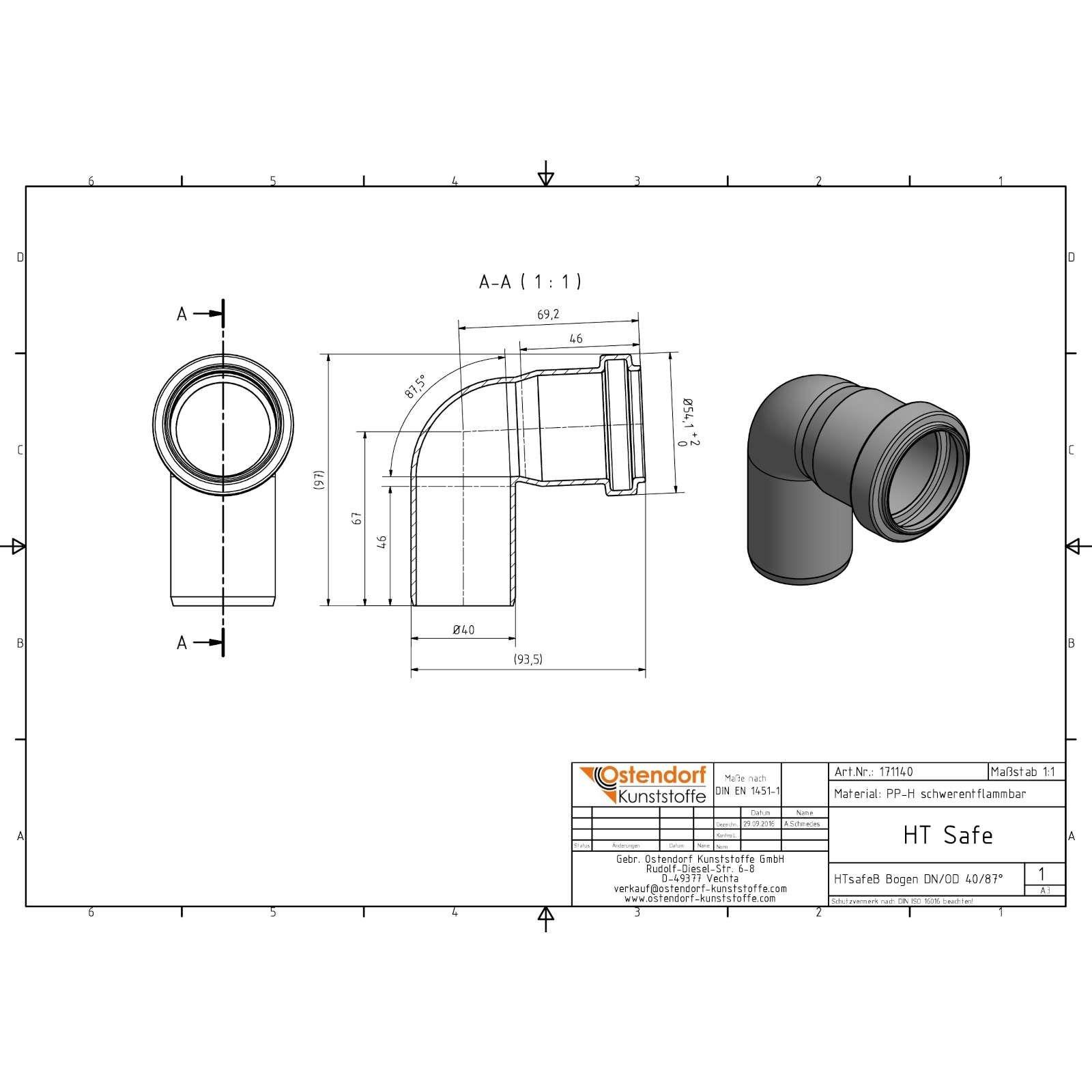 HTsafe Bogen 87,5 Grad DN40 – Bild 2 von 2