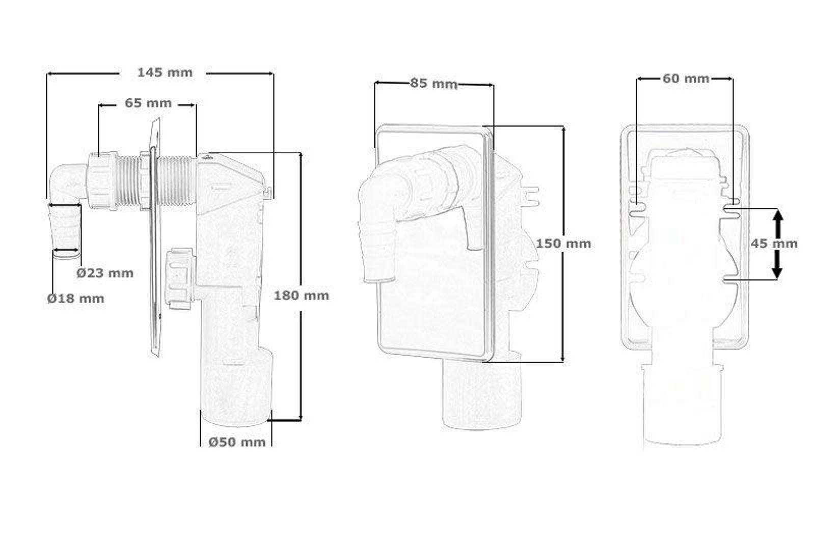 Airfit Unterputz-Gerätesiphon mit verchromter Wandplatte – Bild 4 von 4