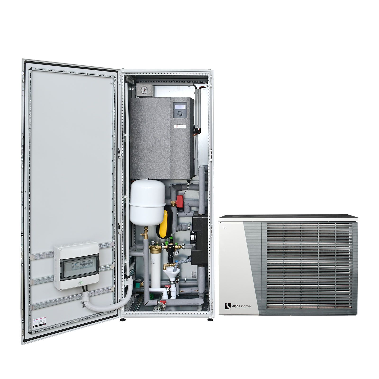 ThermCube Basic All-in-One Luft-Wasser Wärmepumpen System Speicheranschlüsse rechts ohne Speicher (nur Fühler) Bodenkonsole