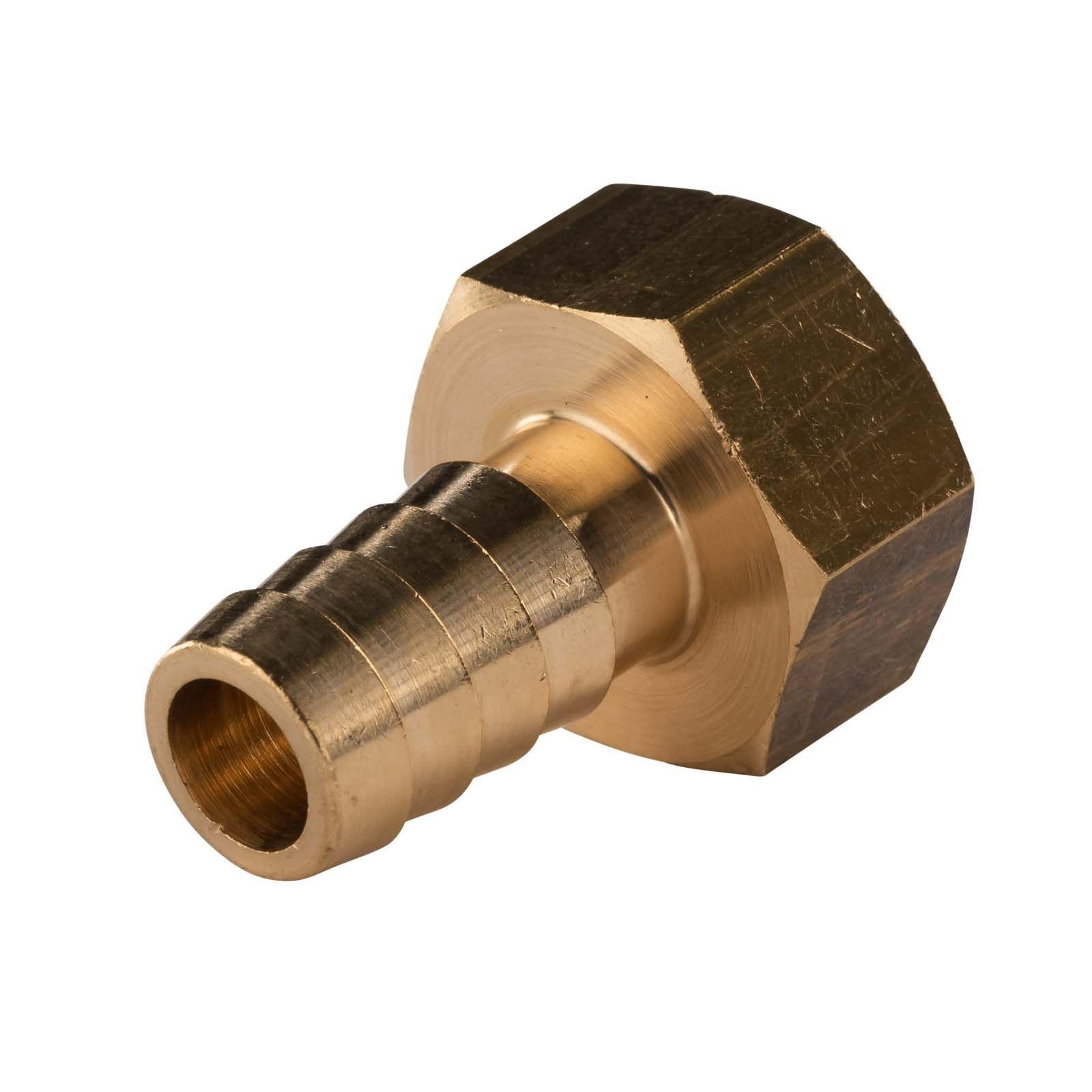 Messing Gewinde-Fitting Schlauchanschluss 1/2" IG (DN 15) Länge 10 mm - schwere Ausführung