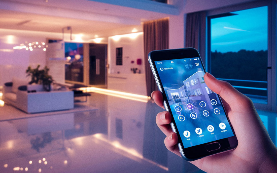 Mit KI generiert: Smart Home Lichtsteuerung mit Smartphone